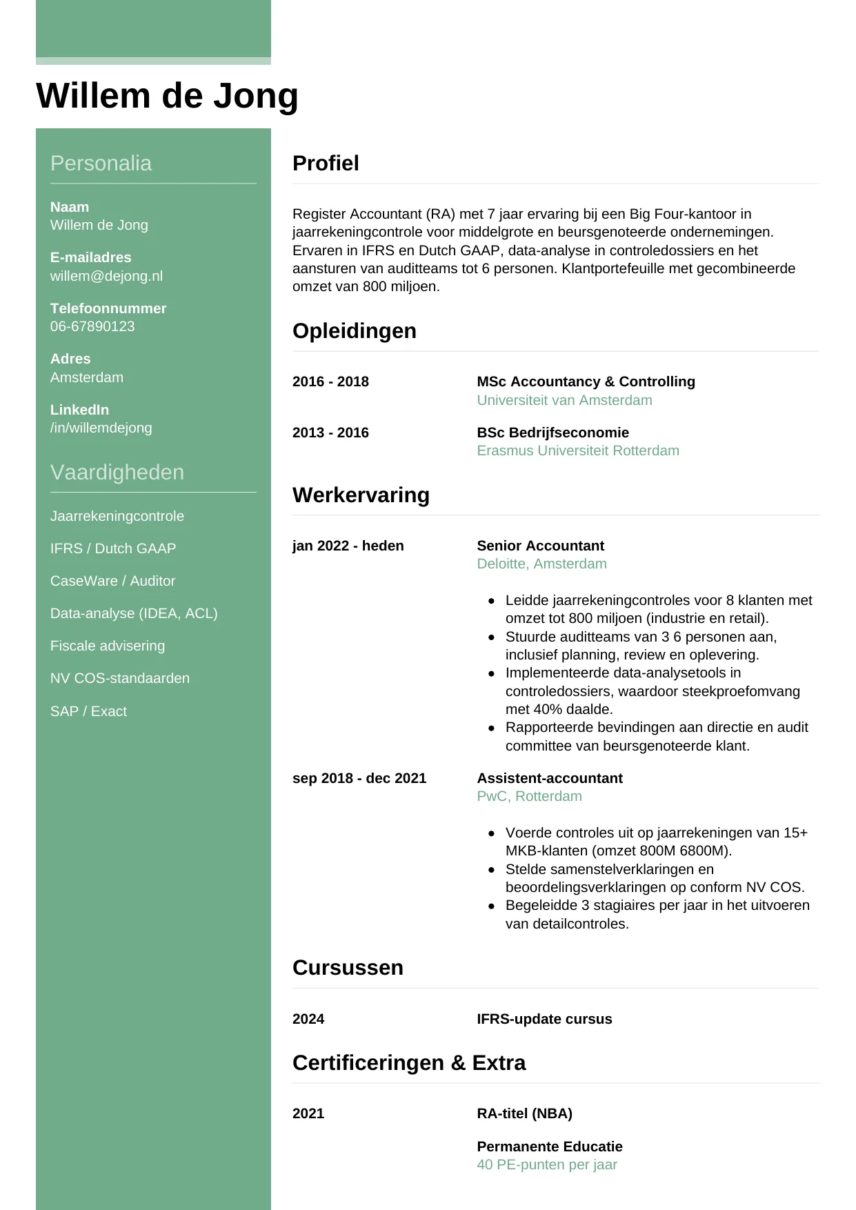 CV Casual voor accountant