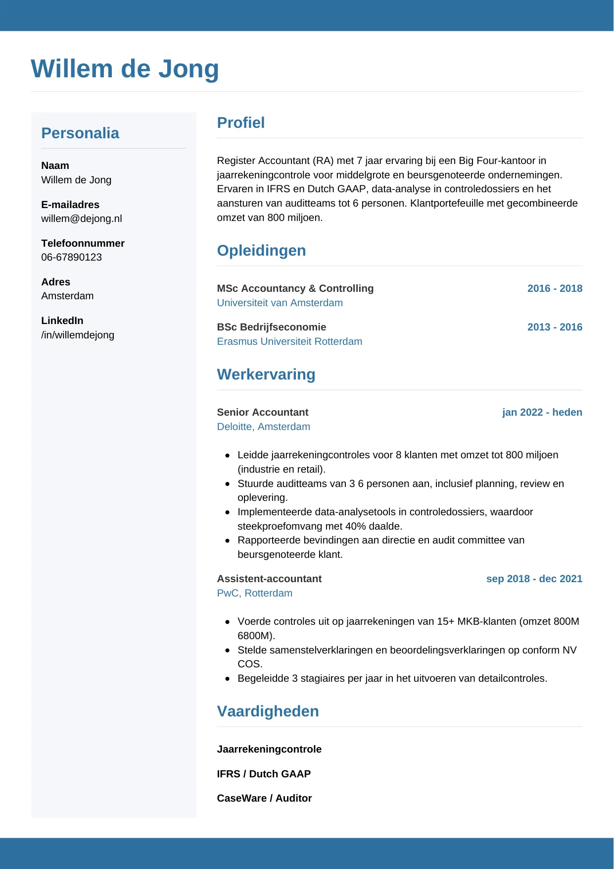 CV Horizontaal voor accountant