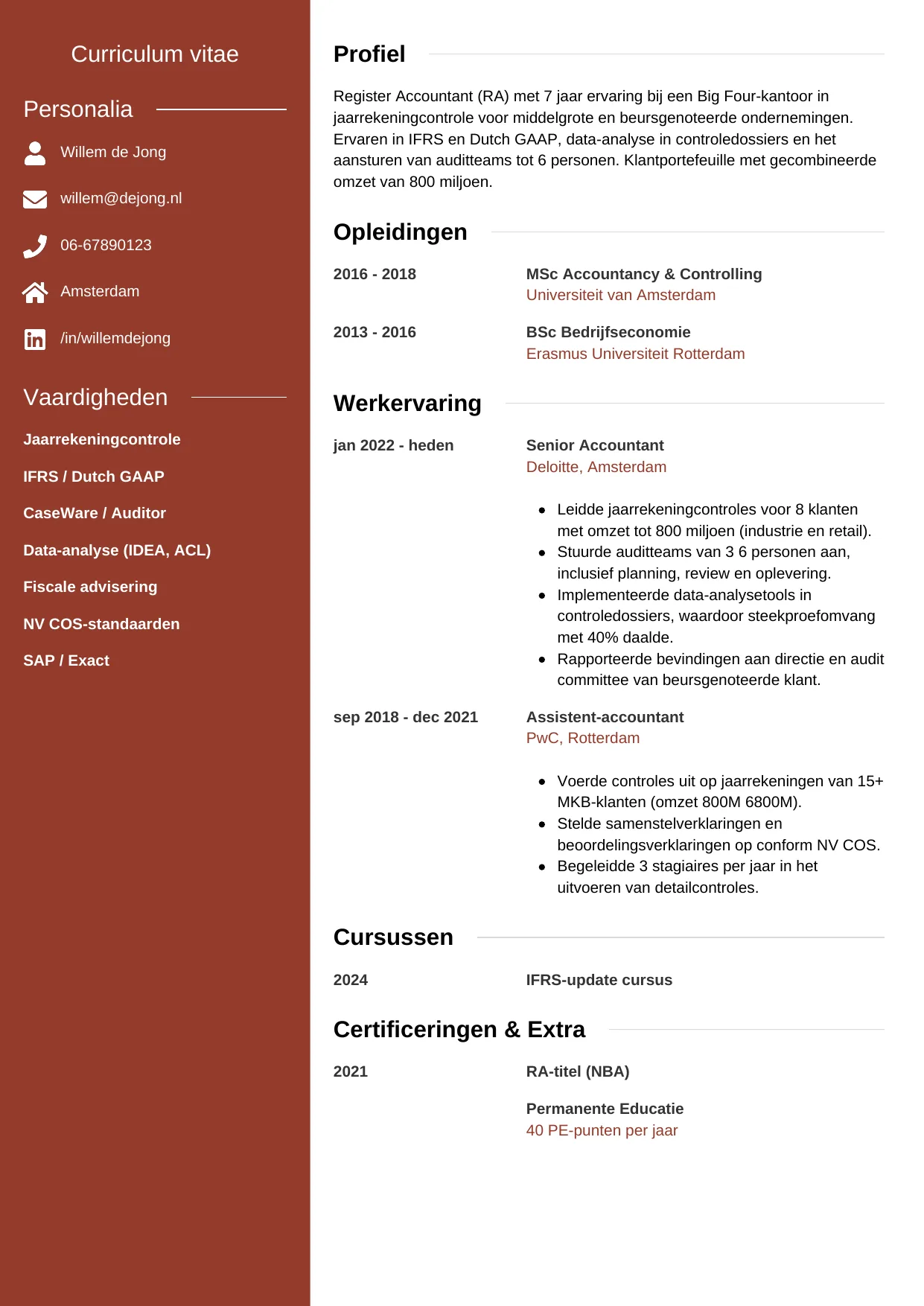 CV Modern voor accountant