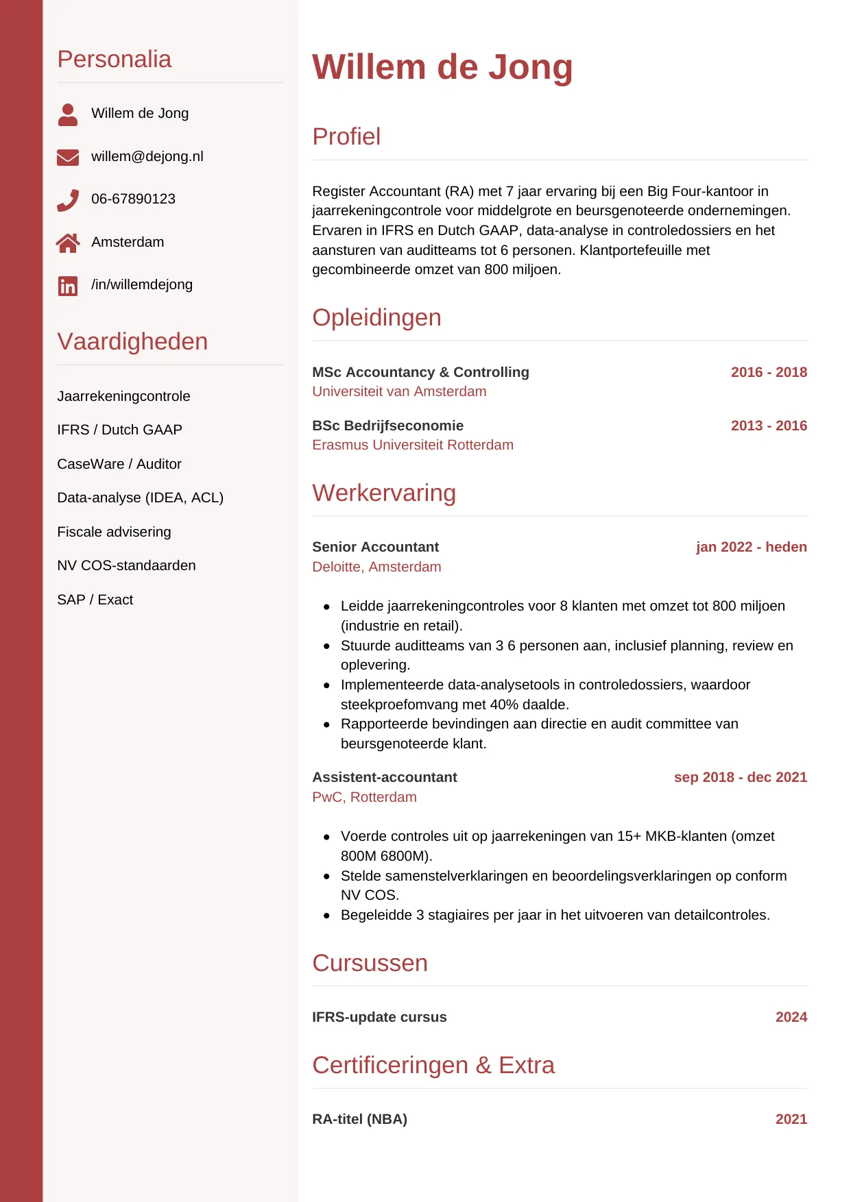 CV Verticaal voor accountant