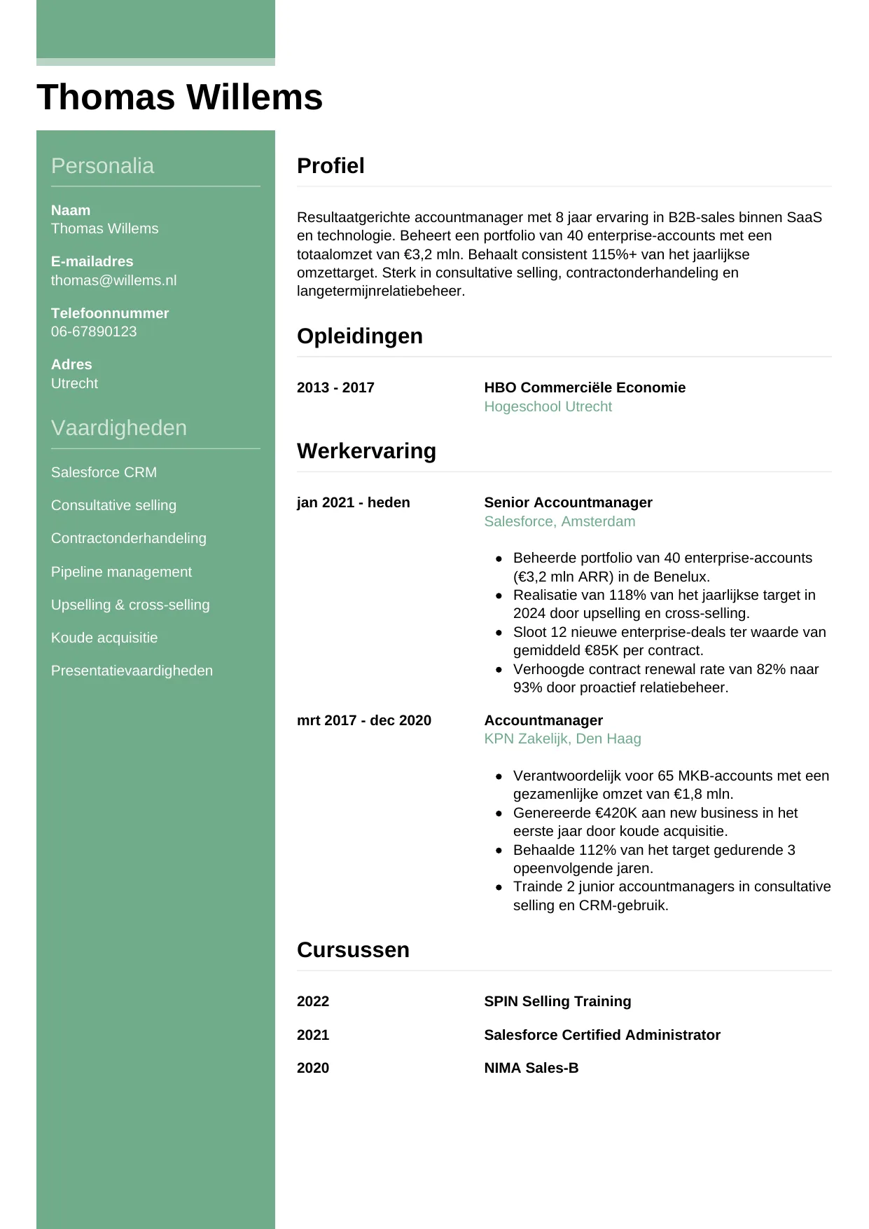 CV Casual voor accountmanager