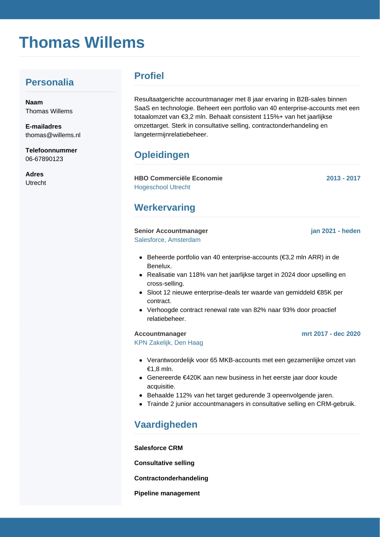 CV Horizontaal voor accountmanager