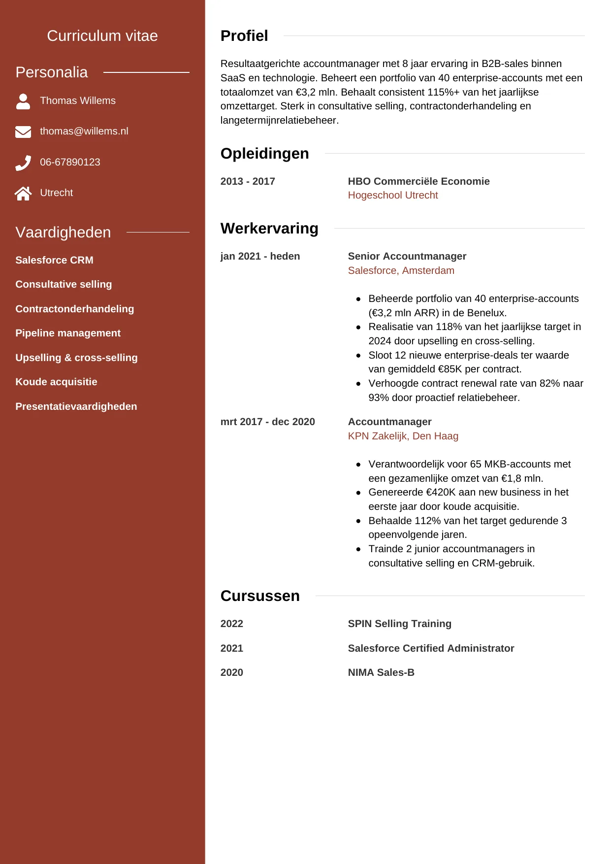 CV Modern voor accountmanager