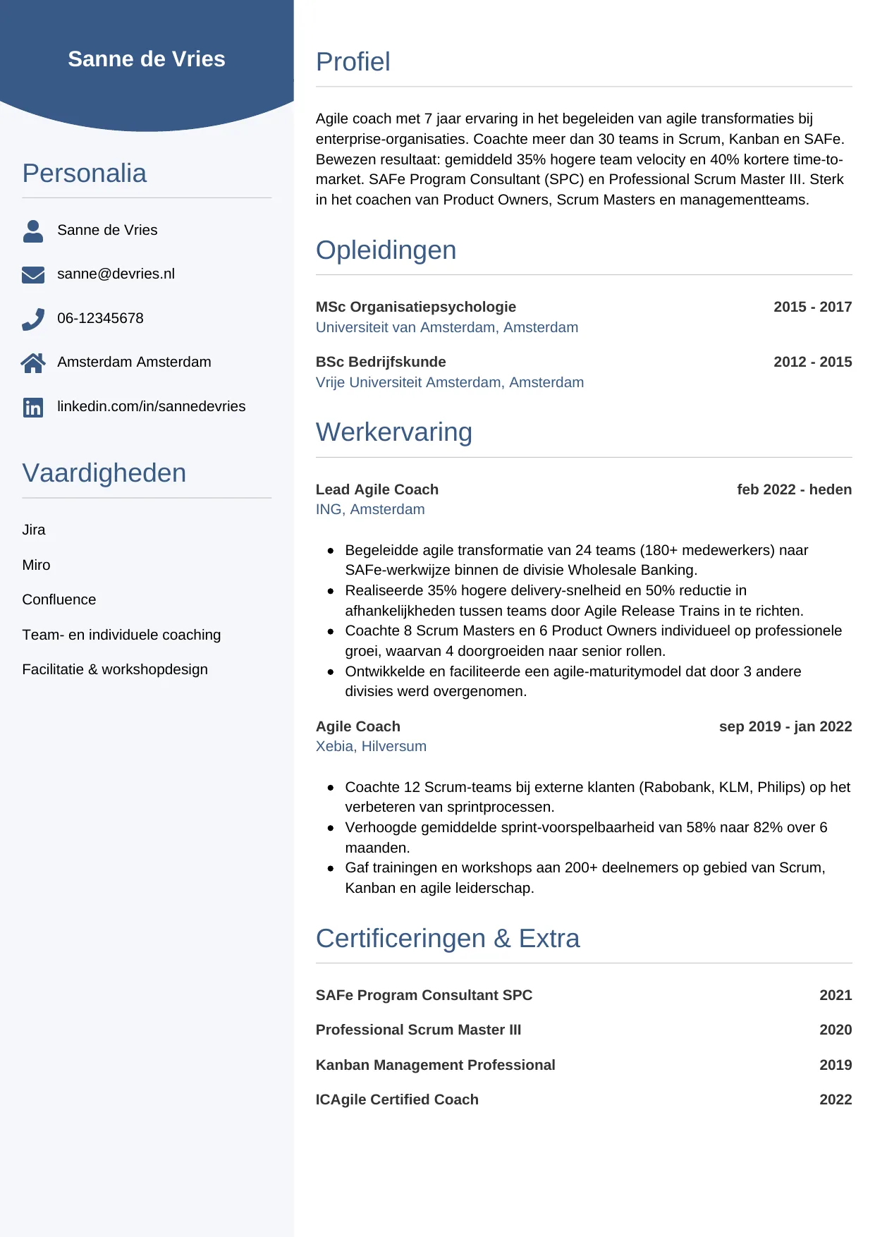CV Circulair voor agile coach