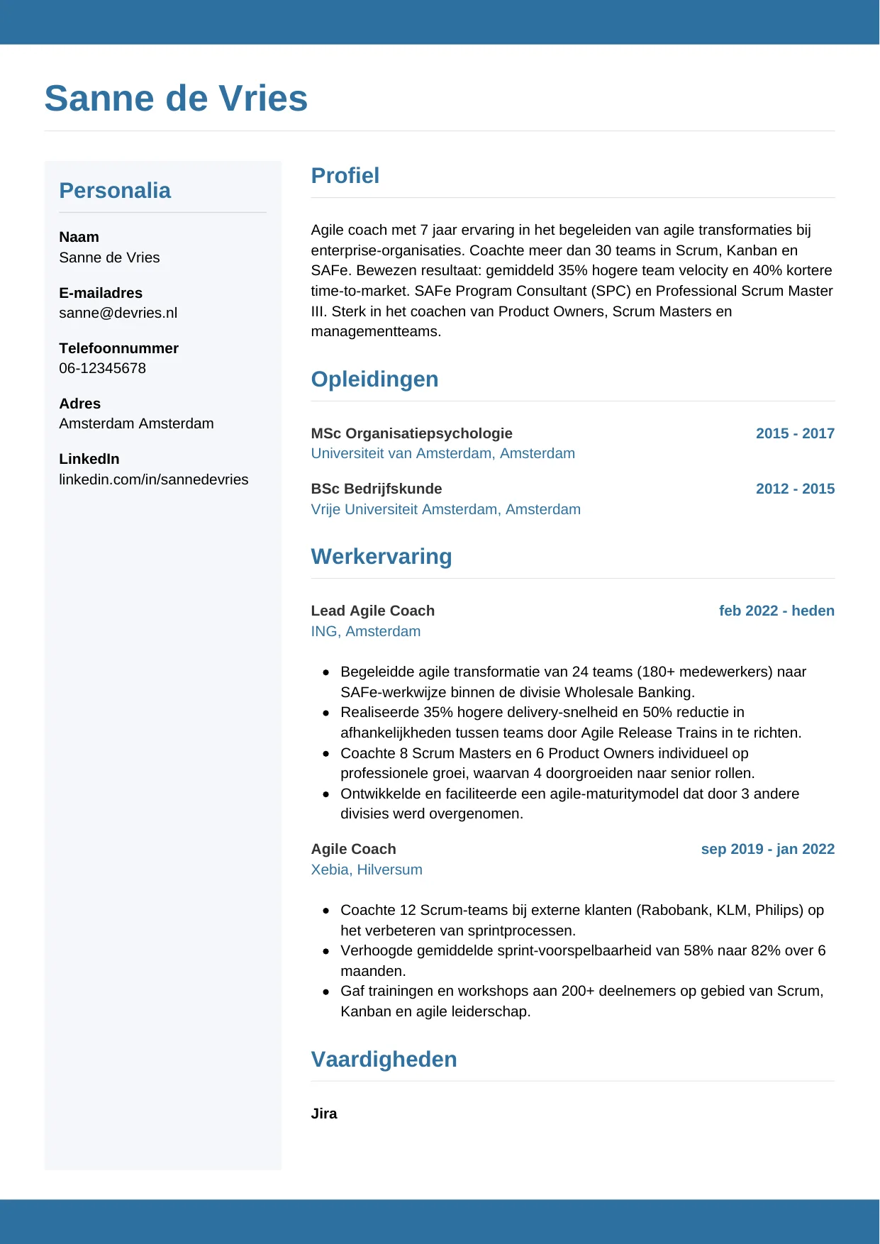 CV Horizontaal voor agile coach
