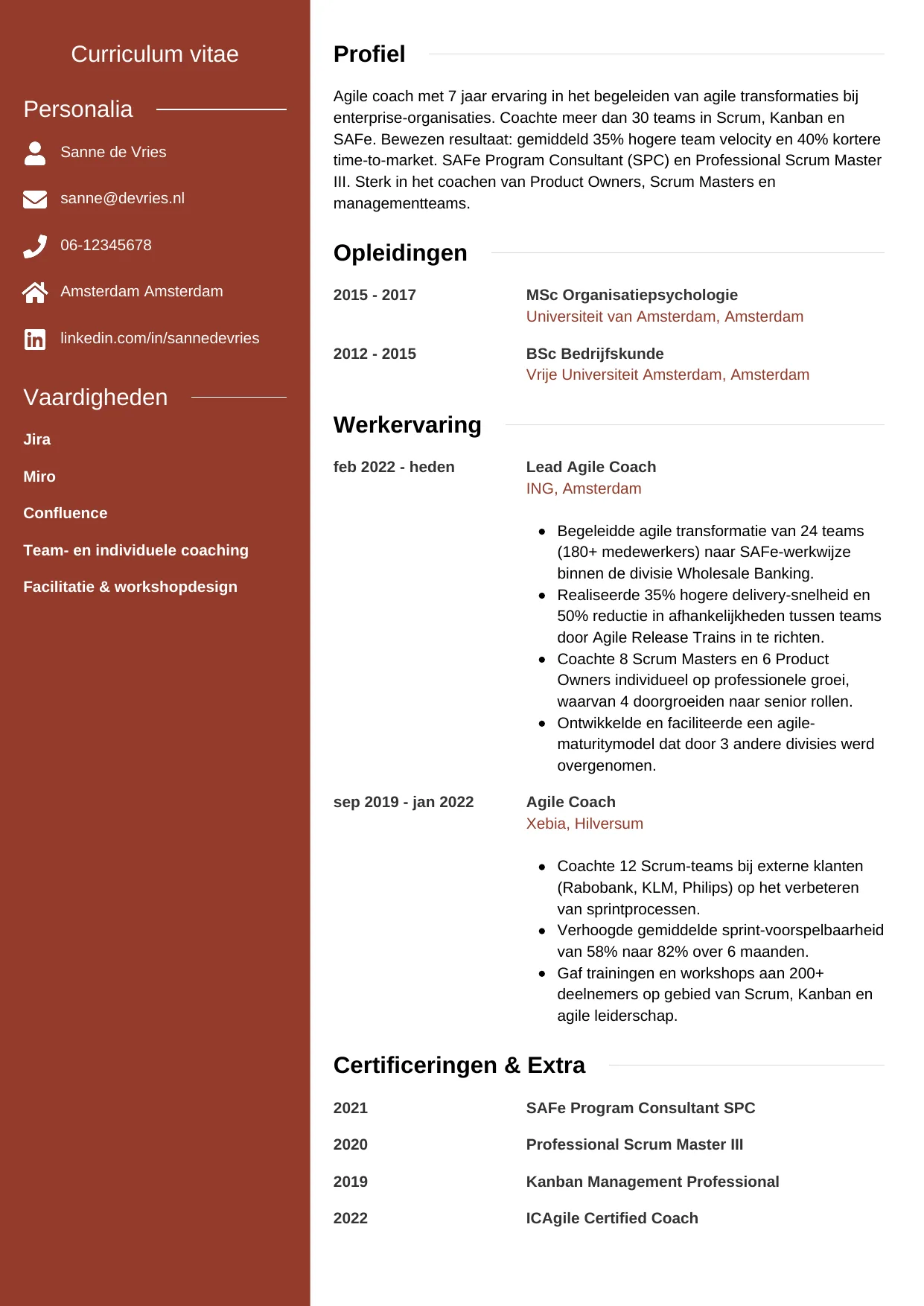CV Modern voor agile coach