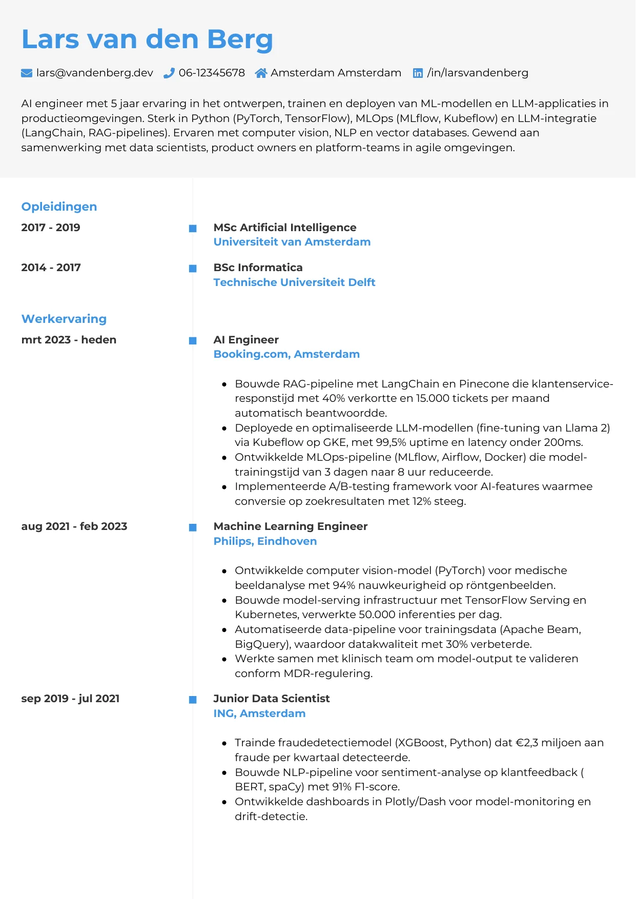 CV Chrono voor ai engineer