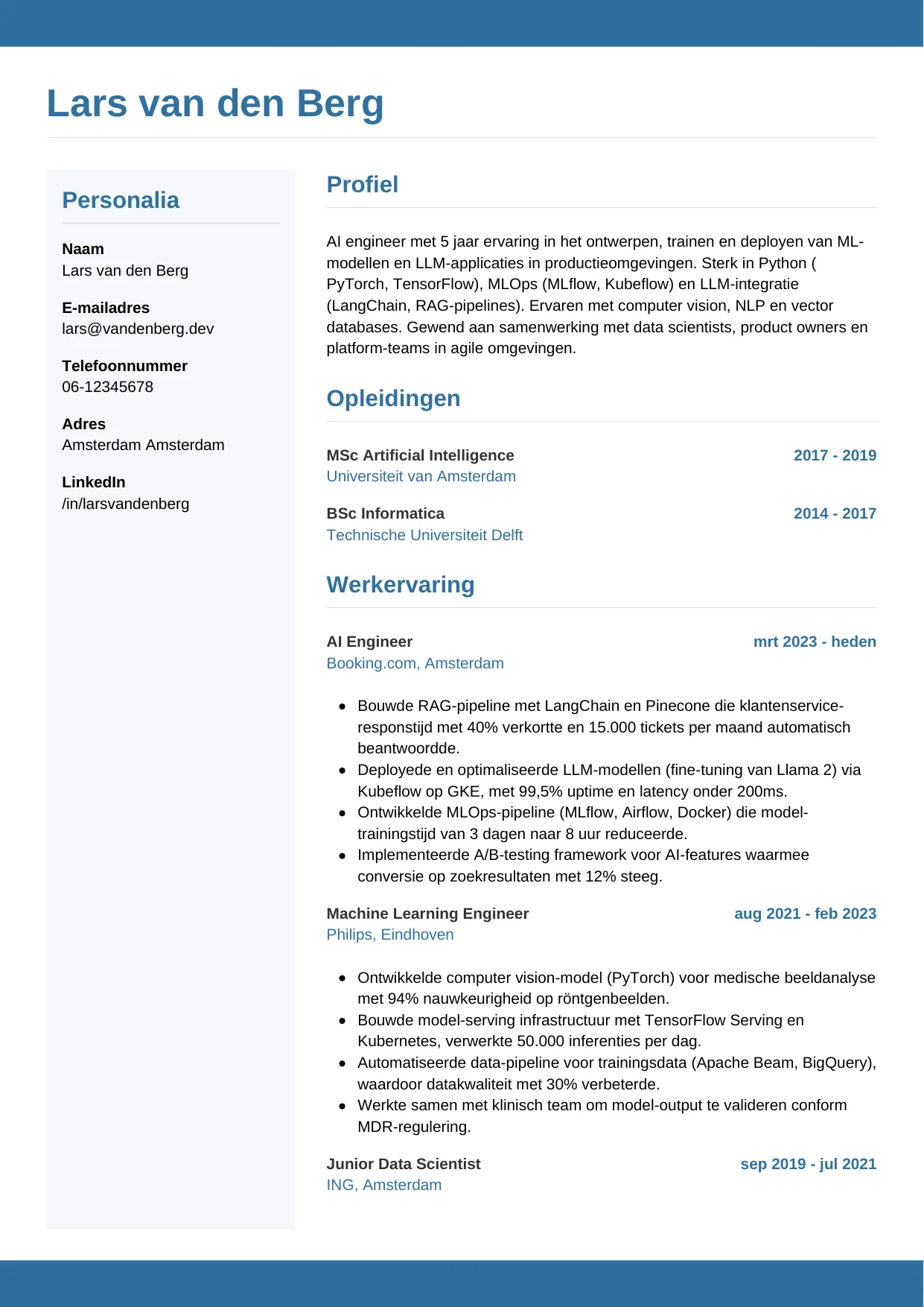 CV Horizontaal voor ai engineer