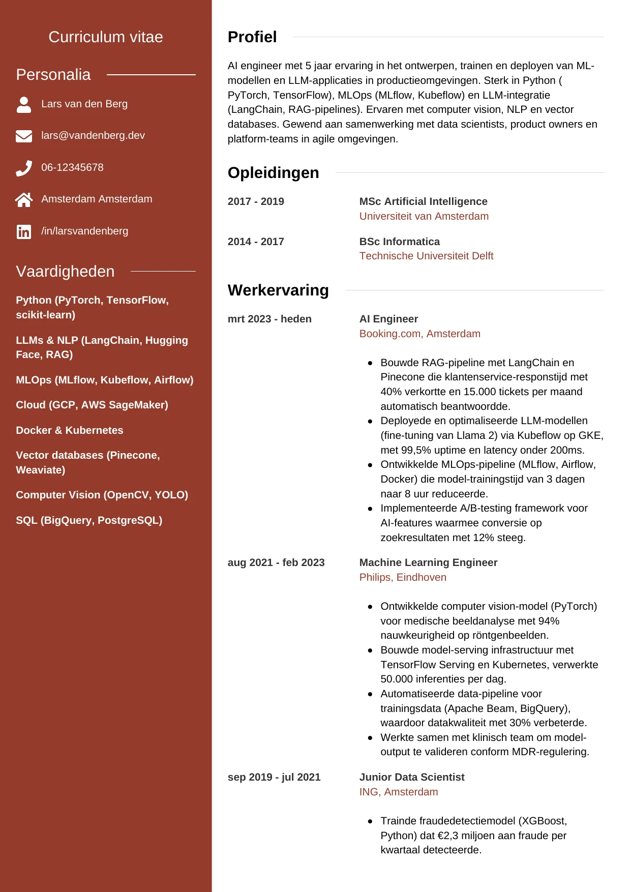 CV Modern voor ai engineer