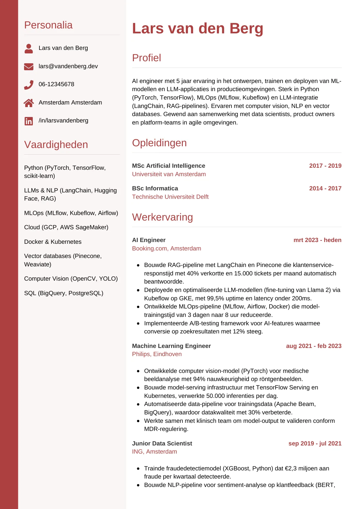 CV Verticaal voor ai engineer
