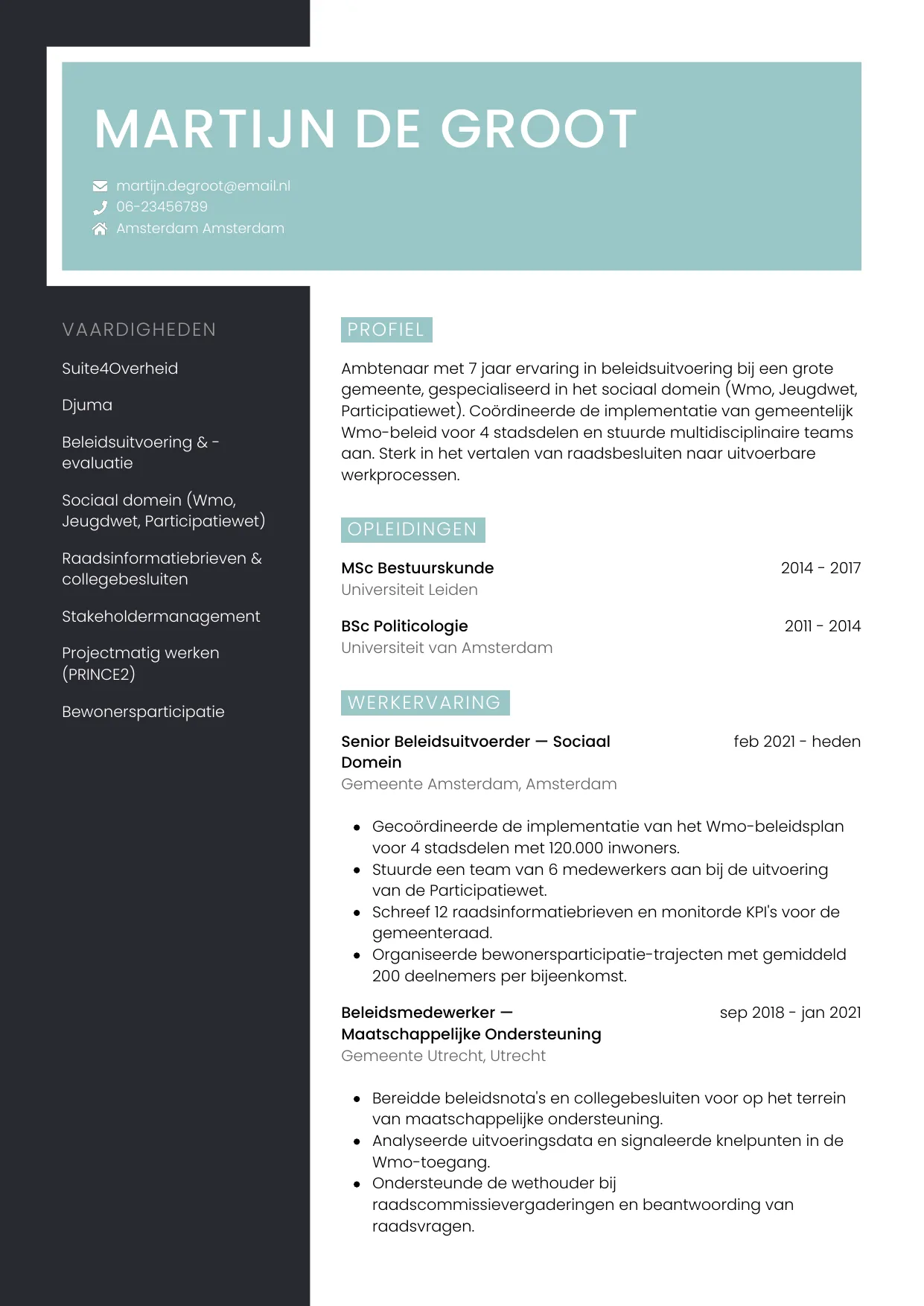CV Elegant voor ambtenaar