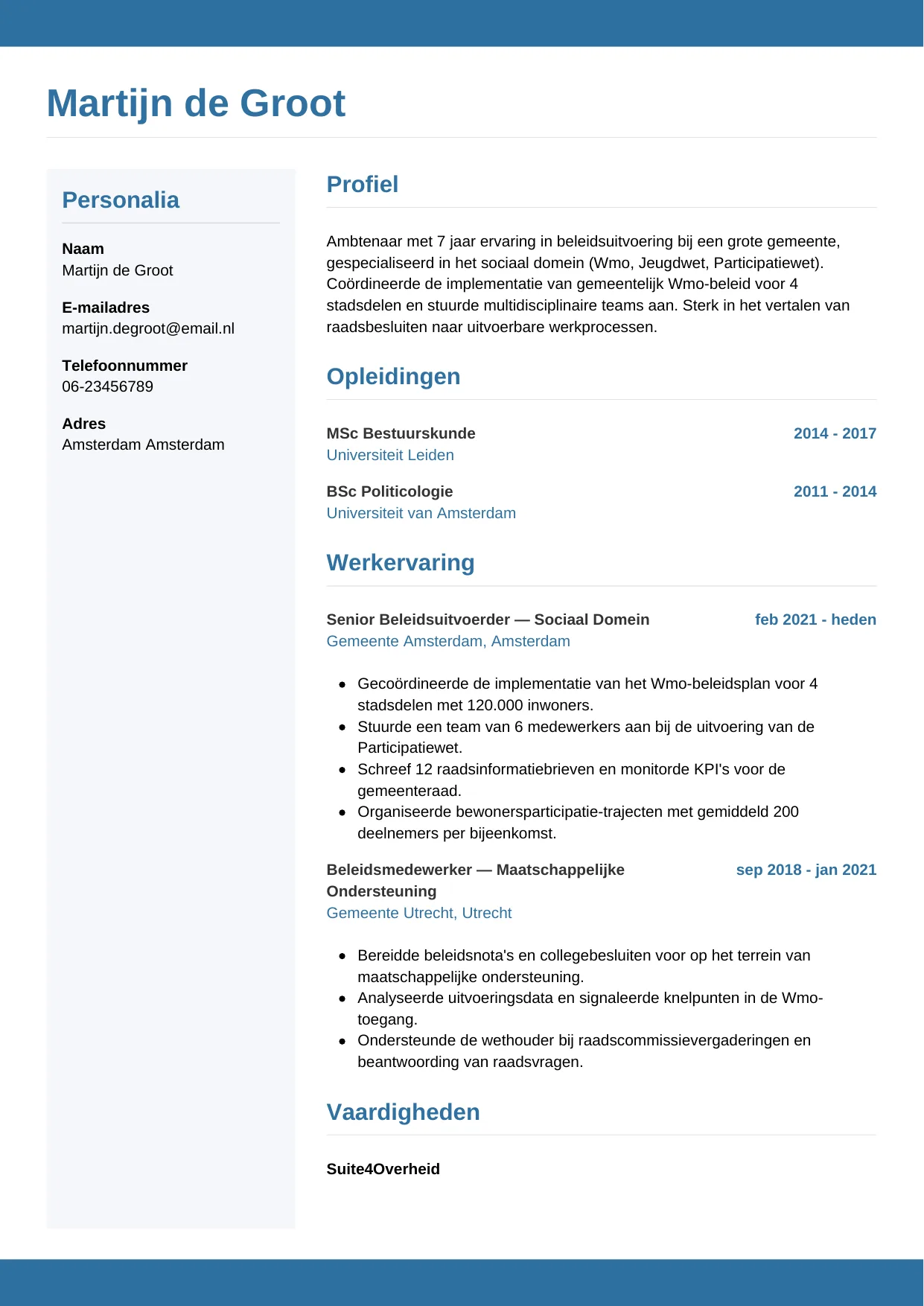 CV Horizontaal voor ambtenaar