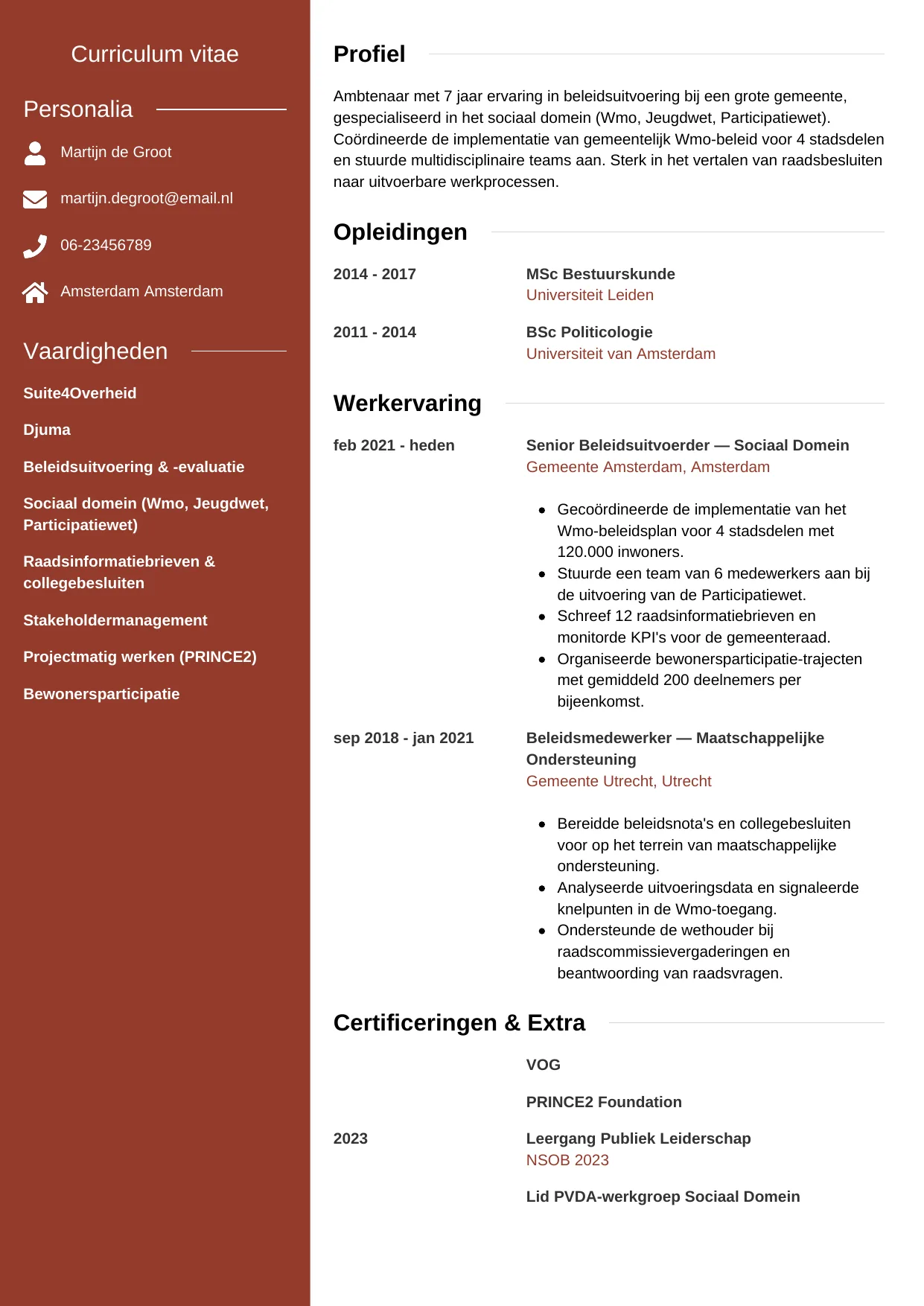 CV Modern voor ambtenaar