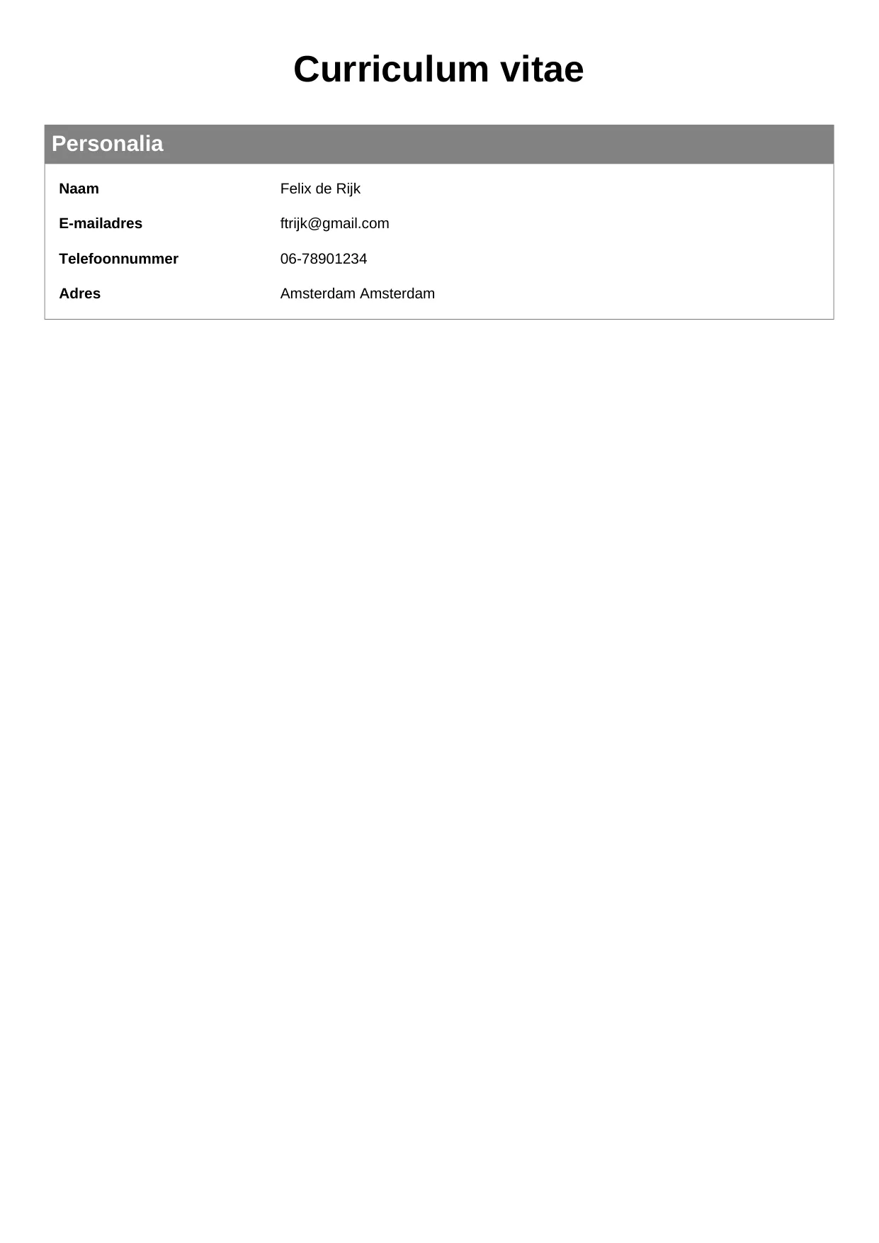 CV Klassiek voor ambulanceverpleegkundige