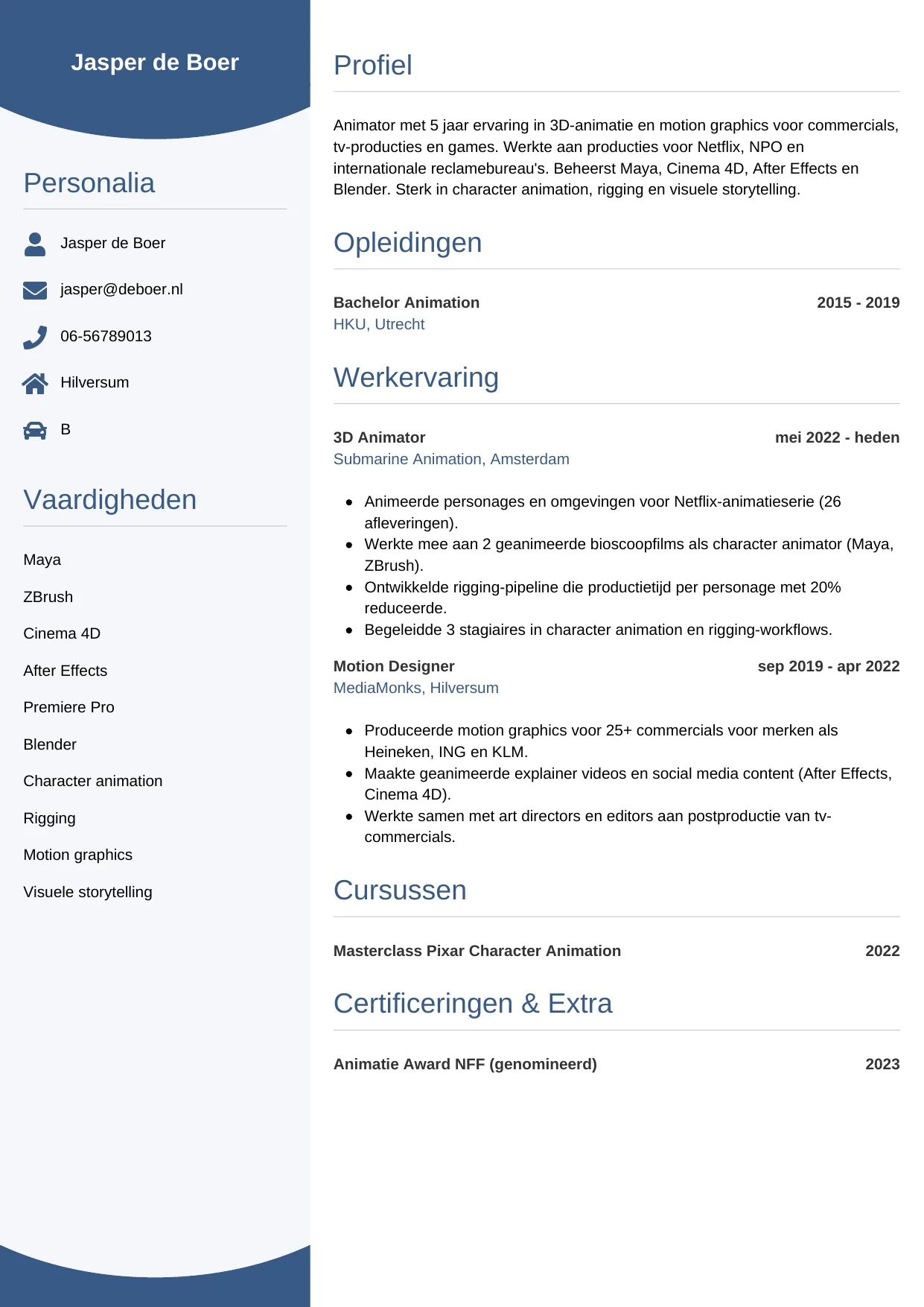 CV Circulair voor animator