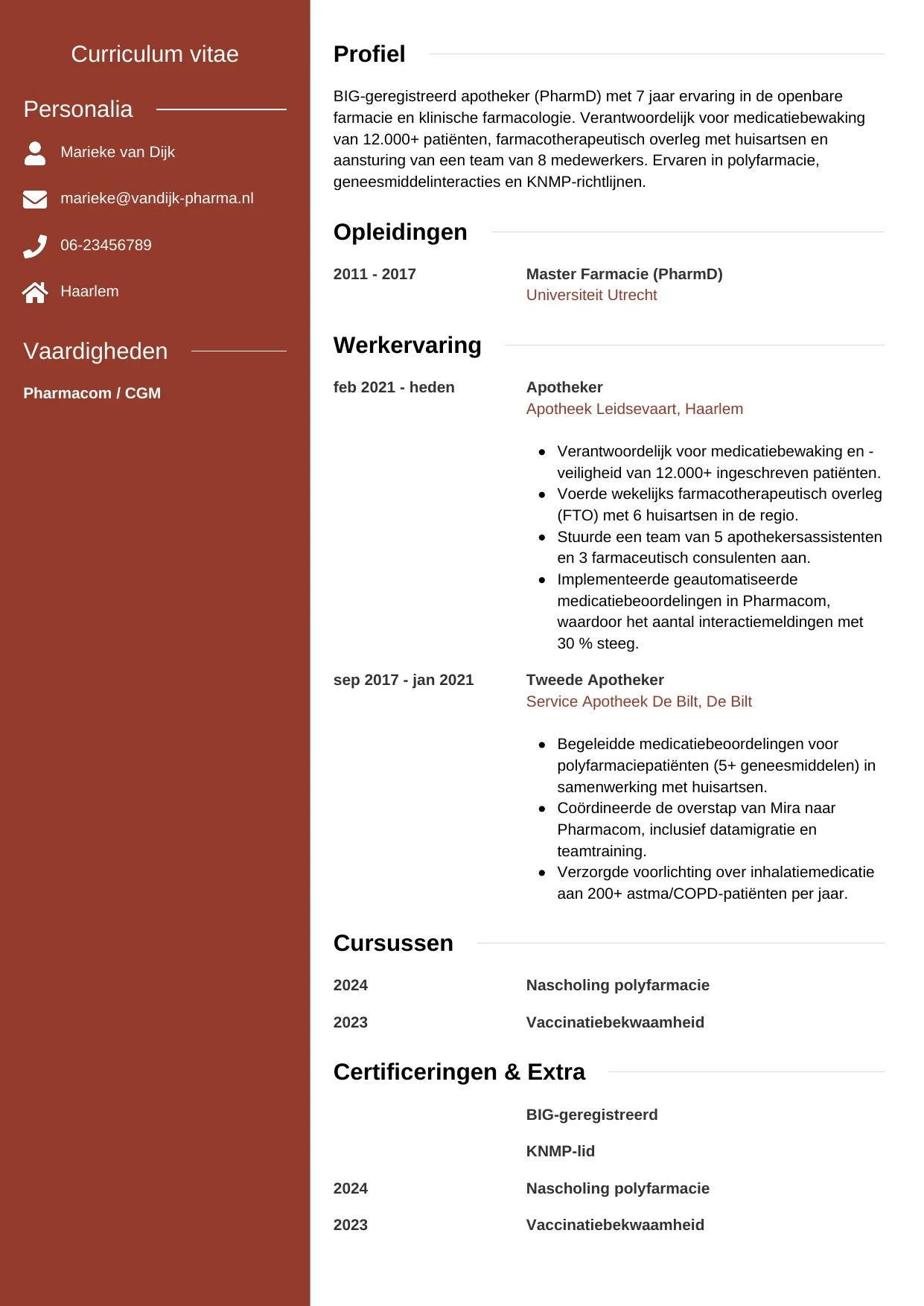 CV Modern voor apotheker
