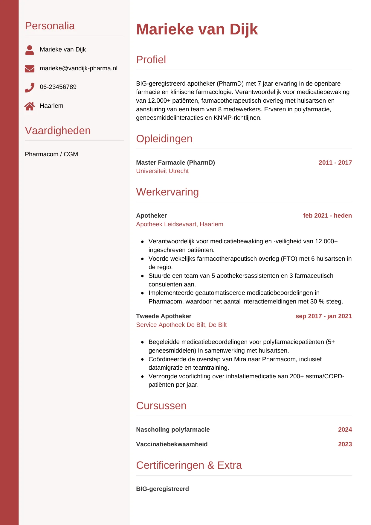 CV Verticaal voor apotheker
