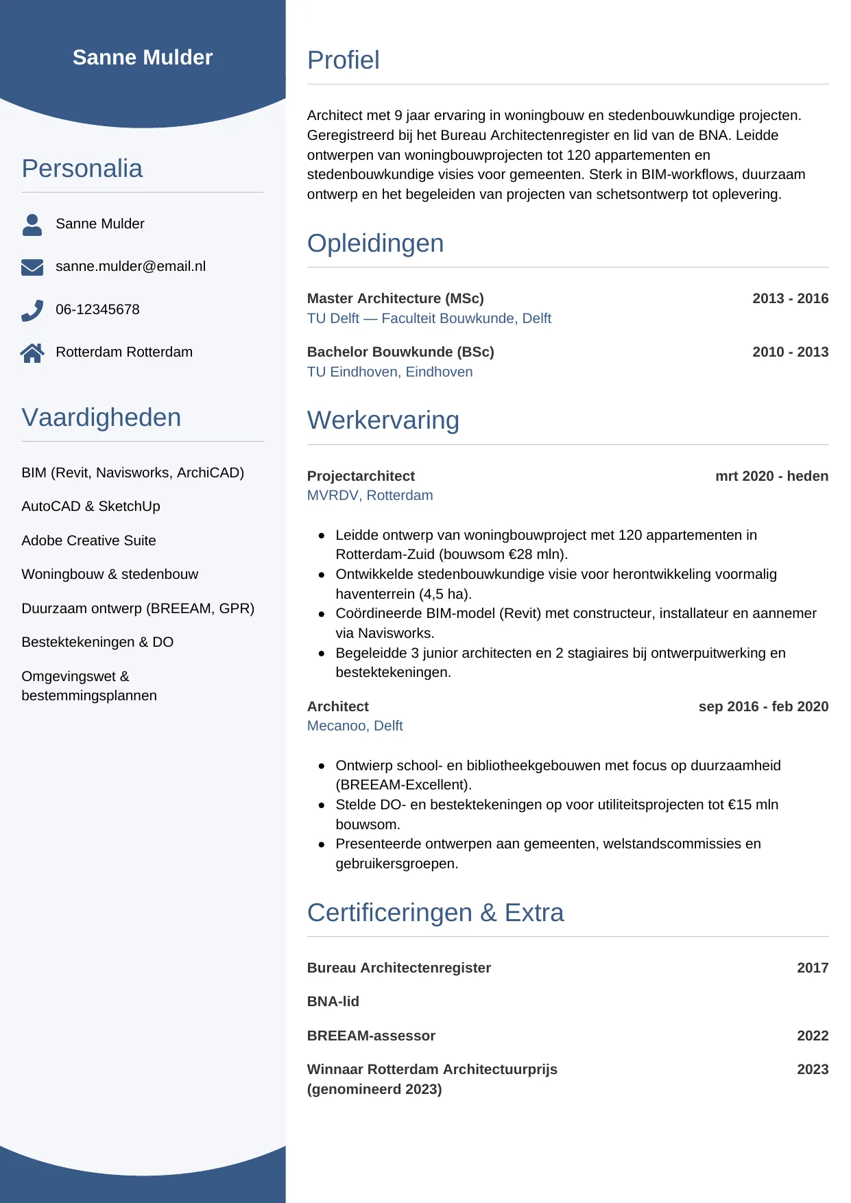 CV Circulair voor architect