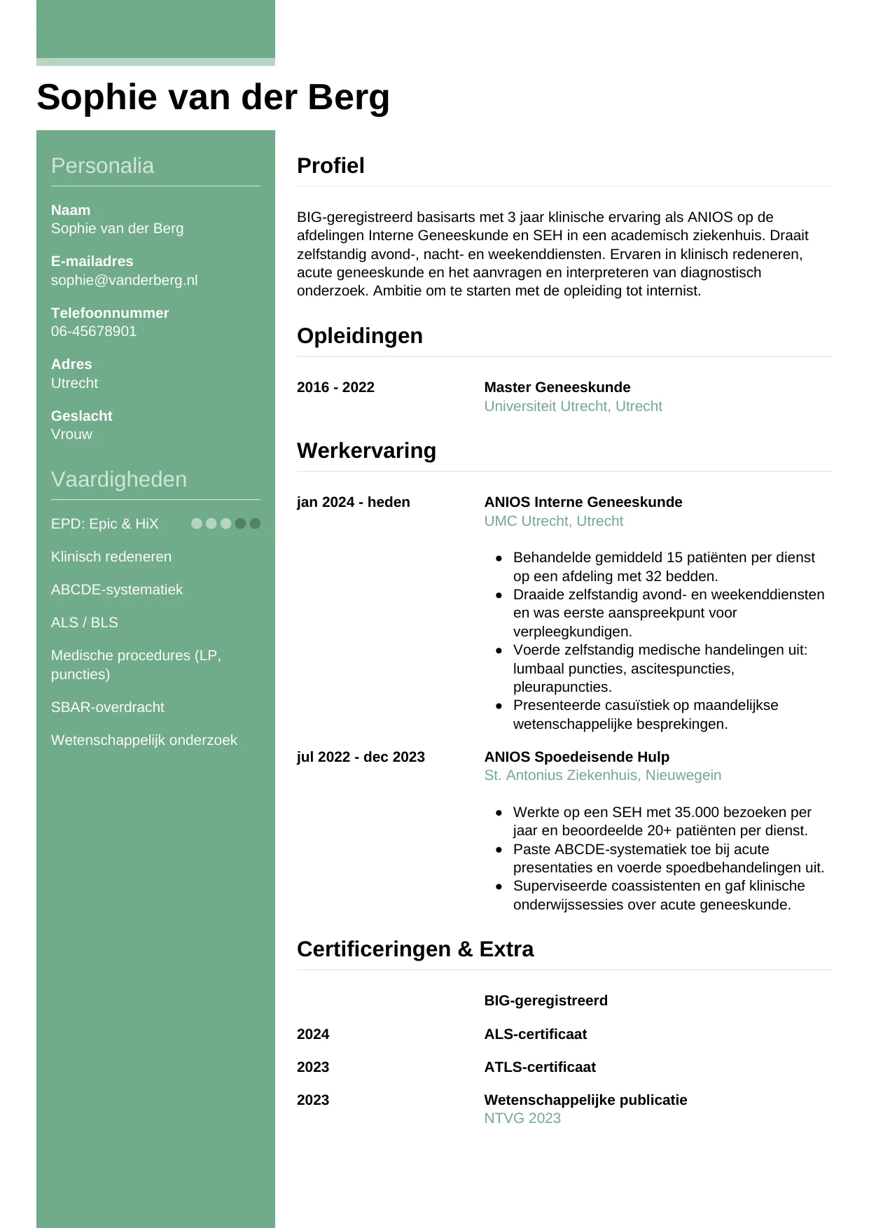 CV Casual voor arts