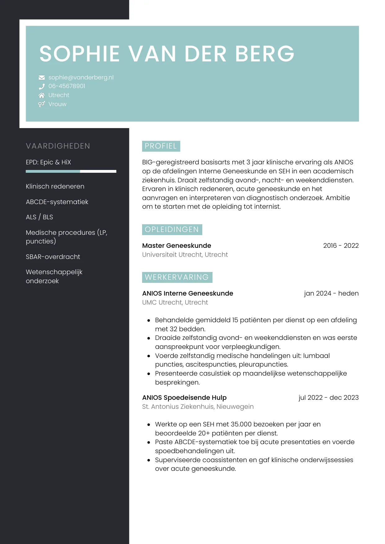 CV Elegant voor arts