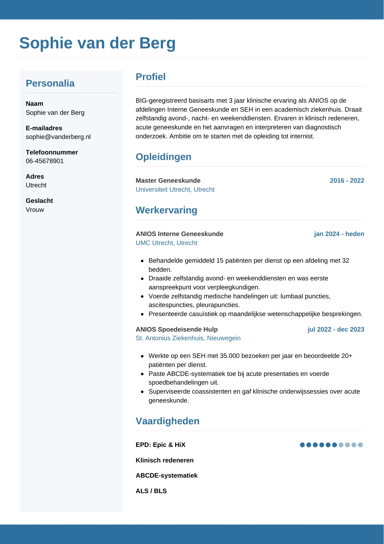 CV Horizontaal voor arts