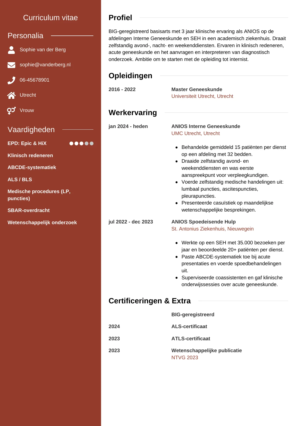CV Modern voor arts