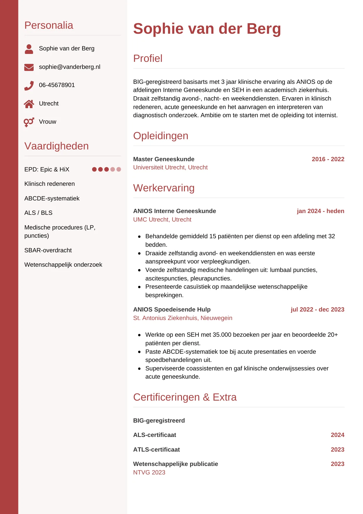 CV Verticaal voor arts
