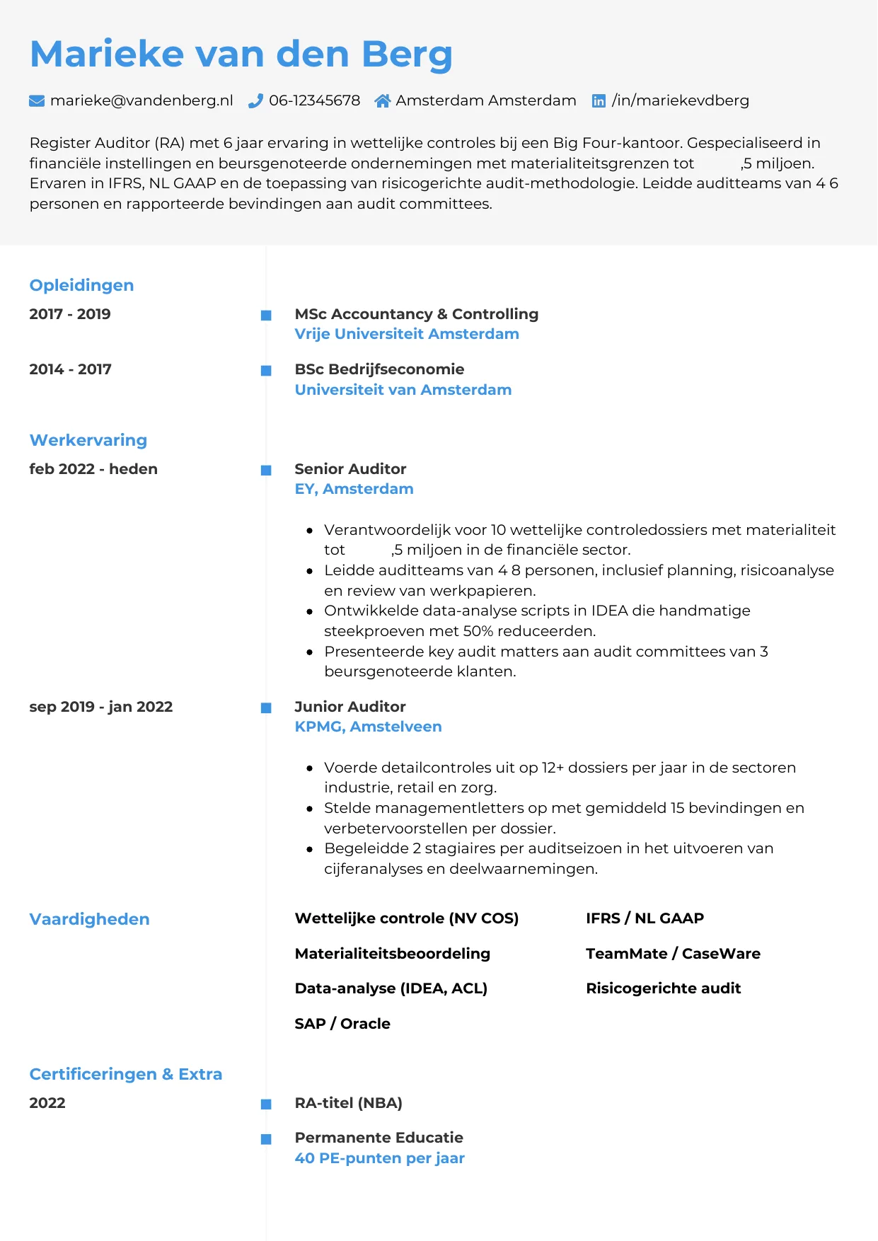CV Chrono voor auditor