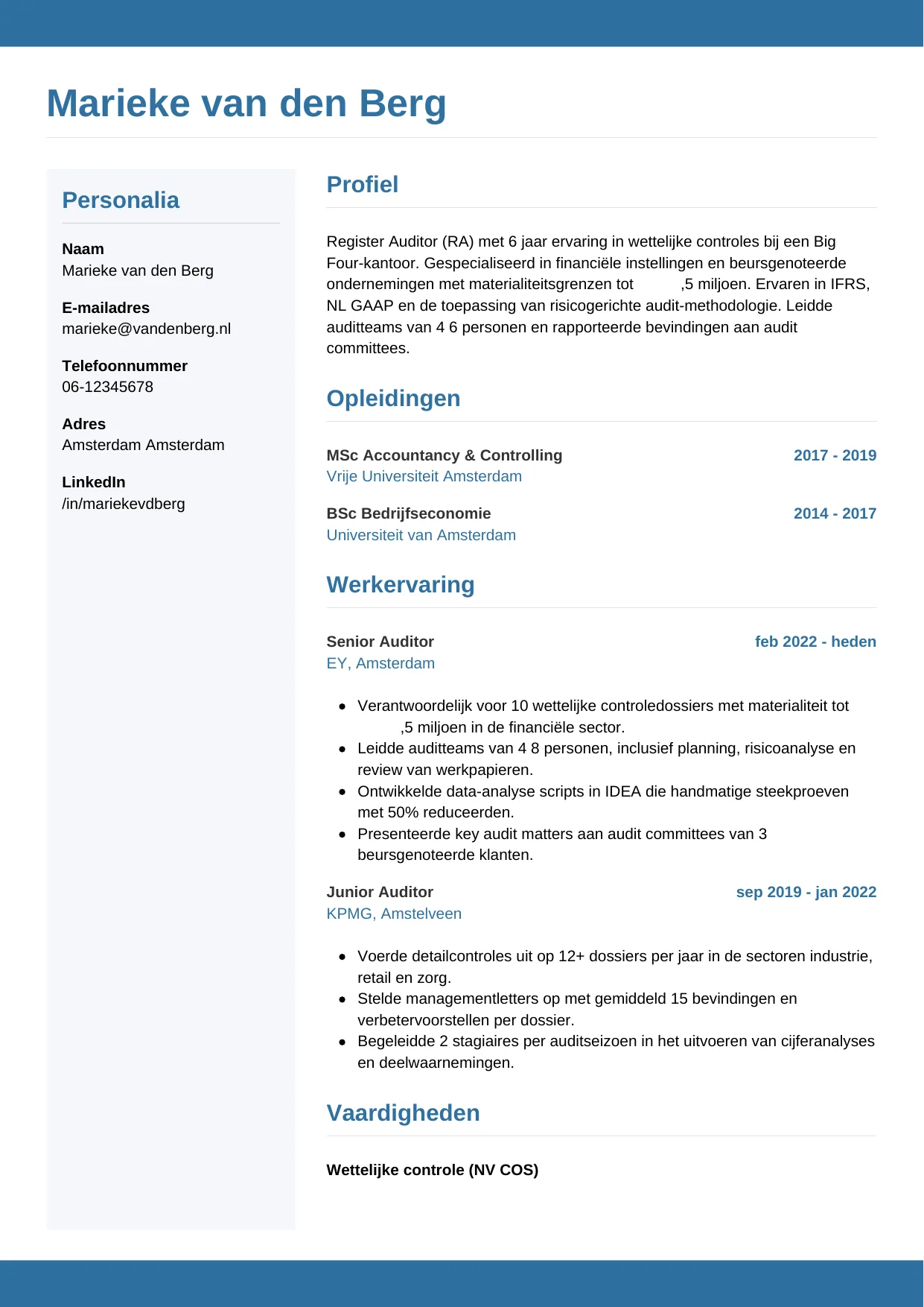 CV Horizontaal voor auditor