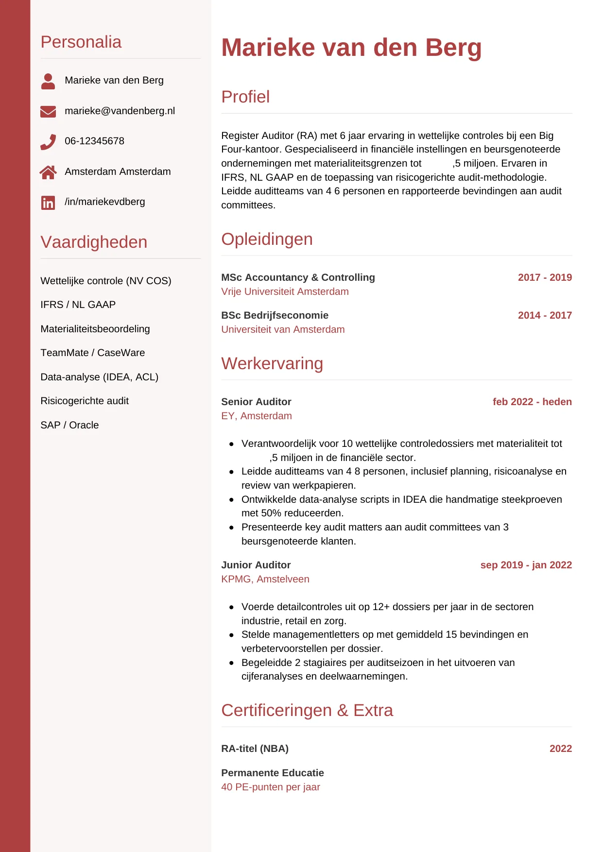 CV Verticaal voor auditor