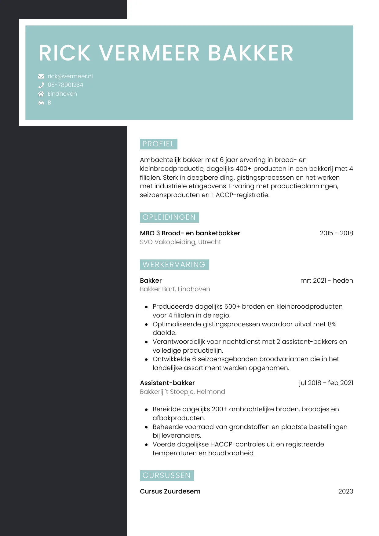 CV Elegant voor bakker