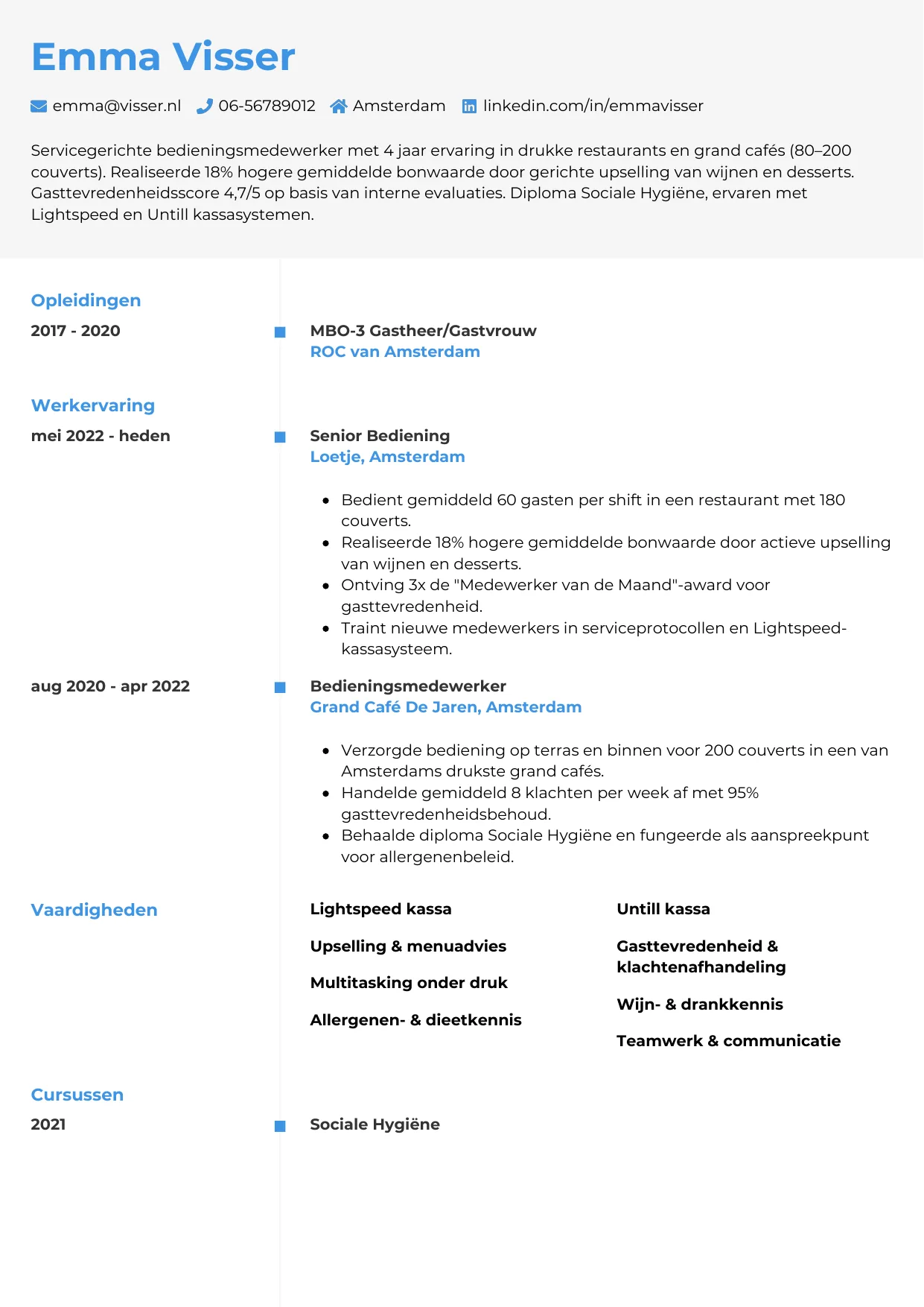 CV Chrono voor bediening