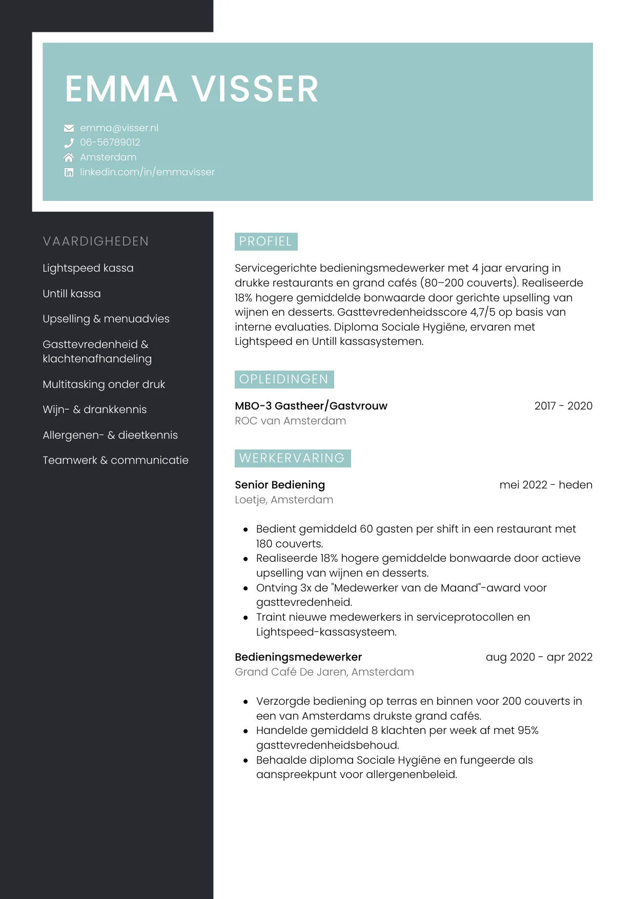 CV Elegant voor bediening