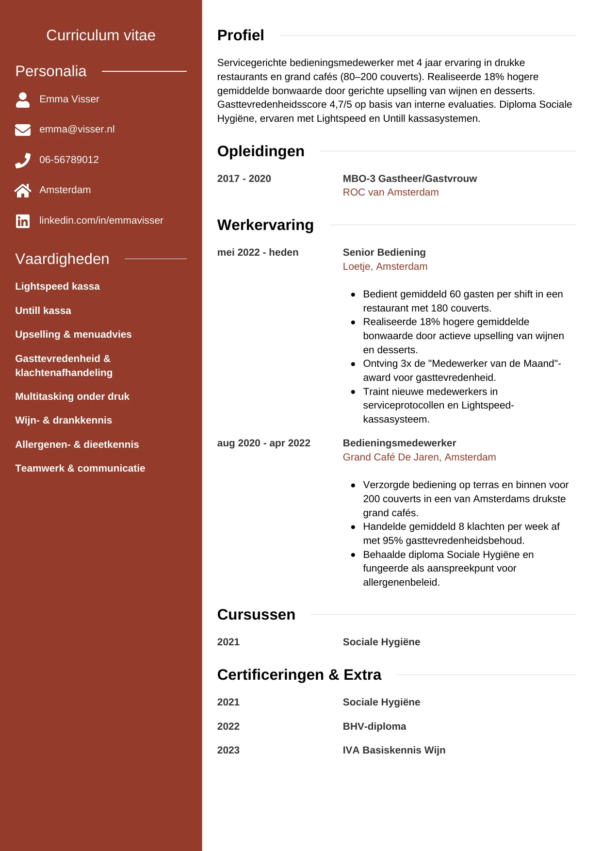 CV Modern voor bediening
