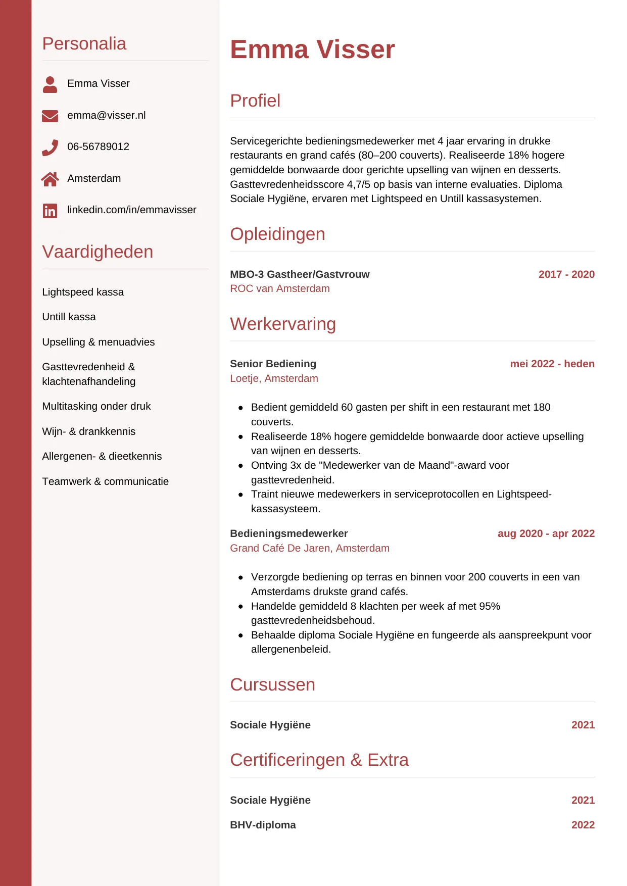 CV Verticaal voor bediening