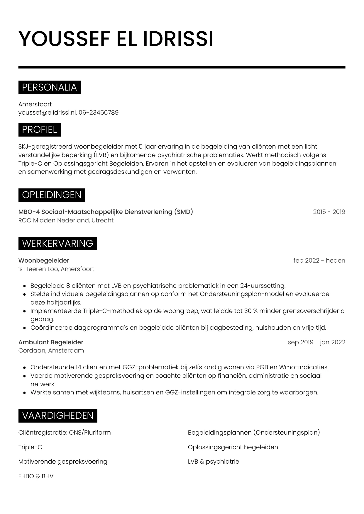 CV Metro voor begeleider