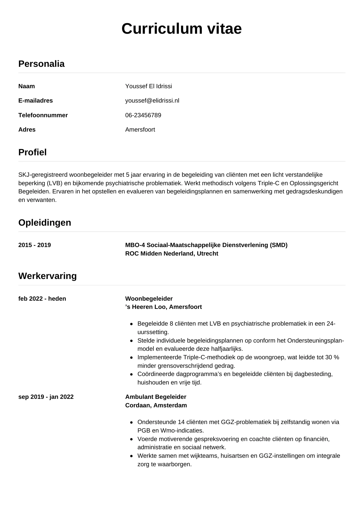 CV Simpel voor begeleider