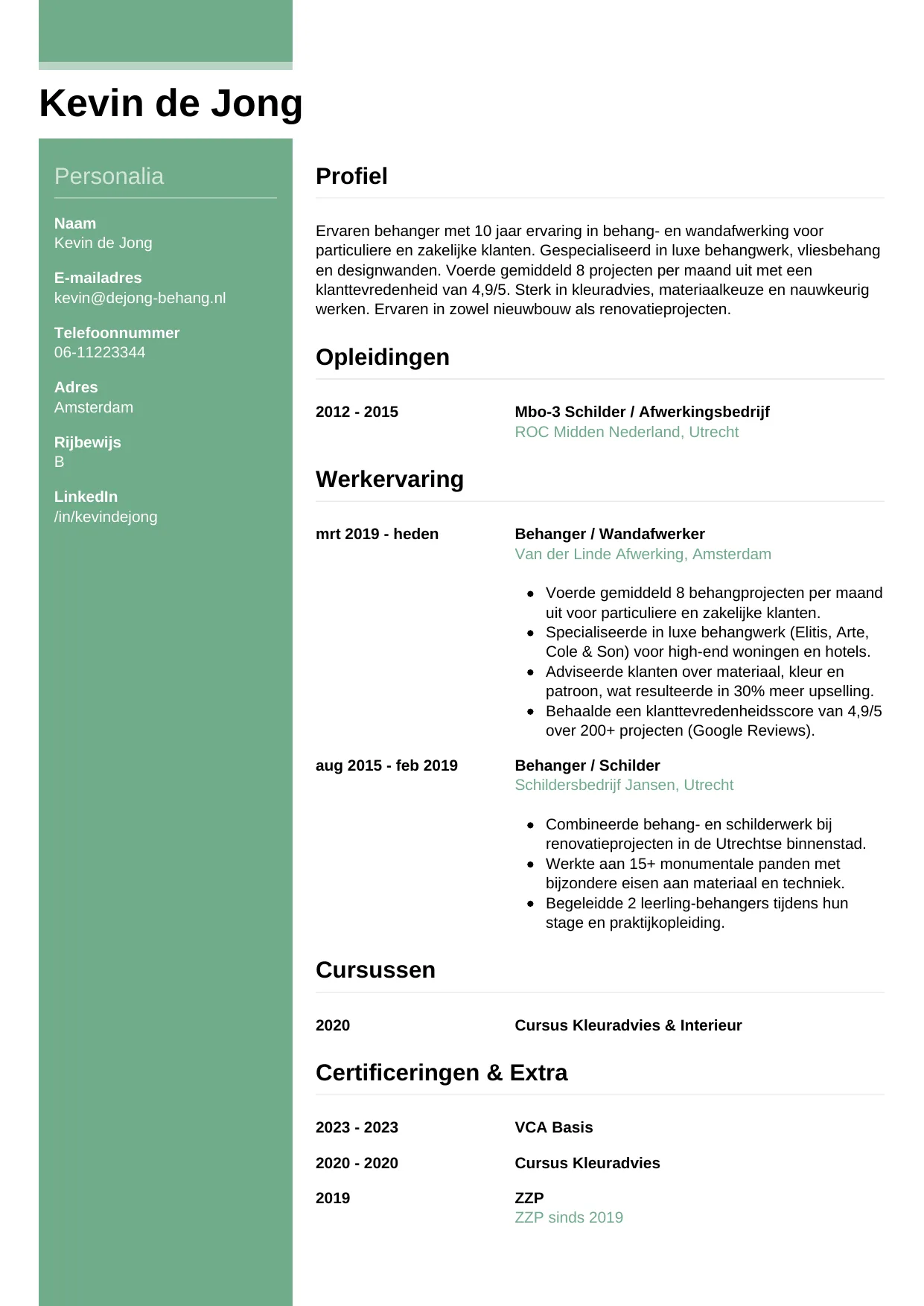 CV Casual voor behanger