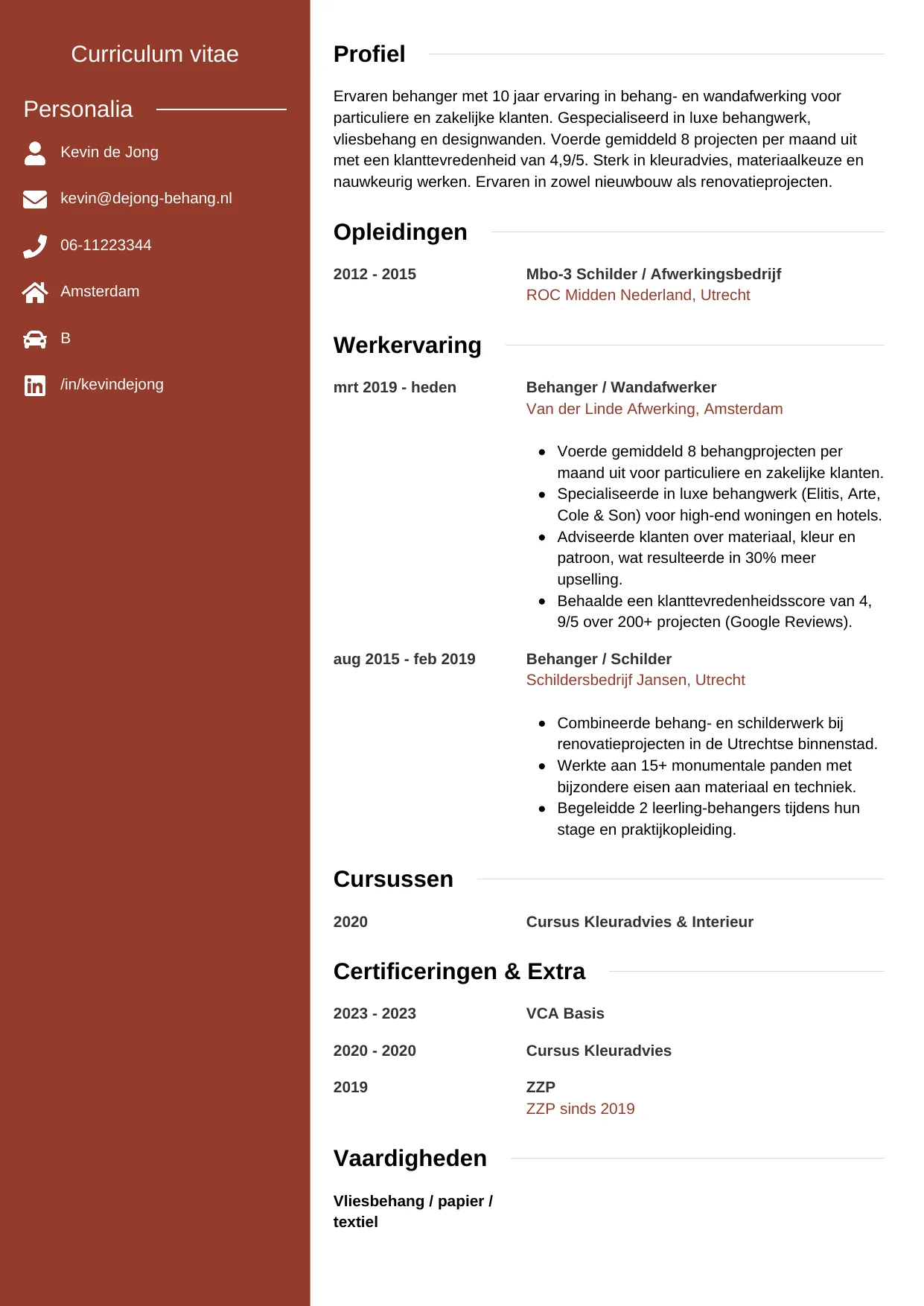 CV Modern voor behanger