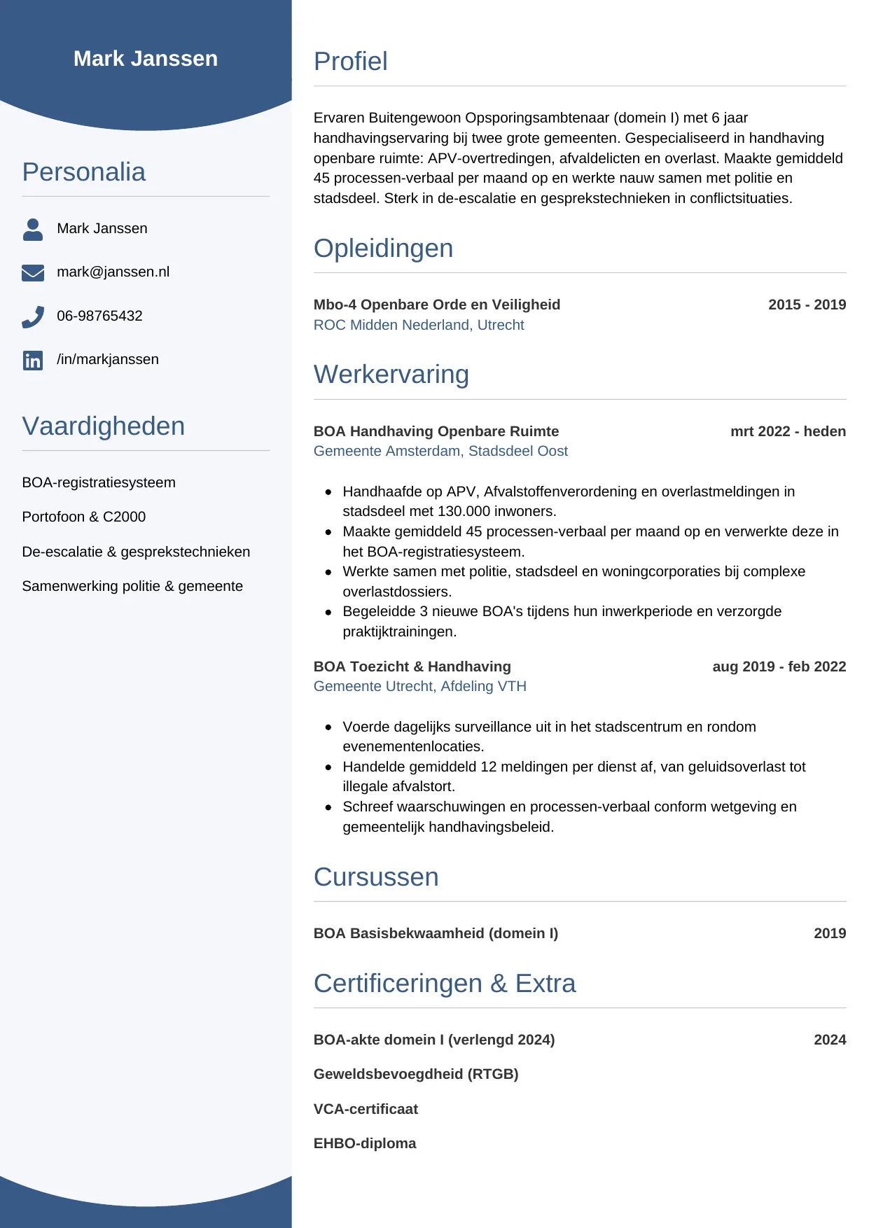 CV Circulair voor boa (buitengewoon opsporingsambtenaar)