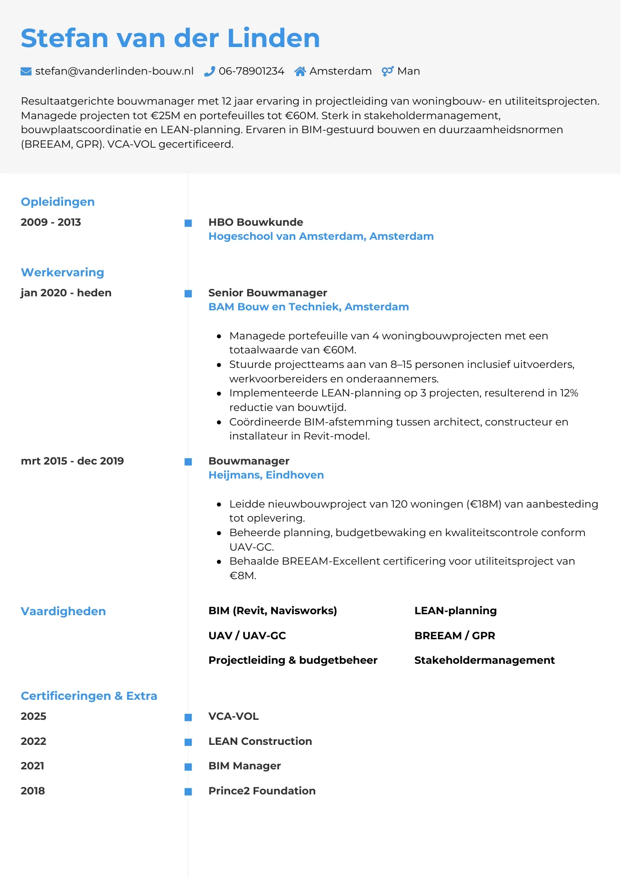 CV Chrono voor bouwmanager