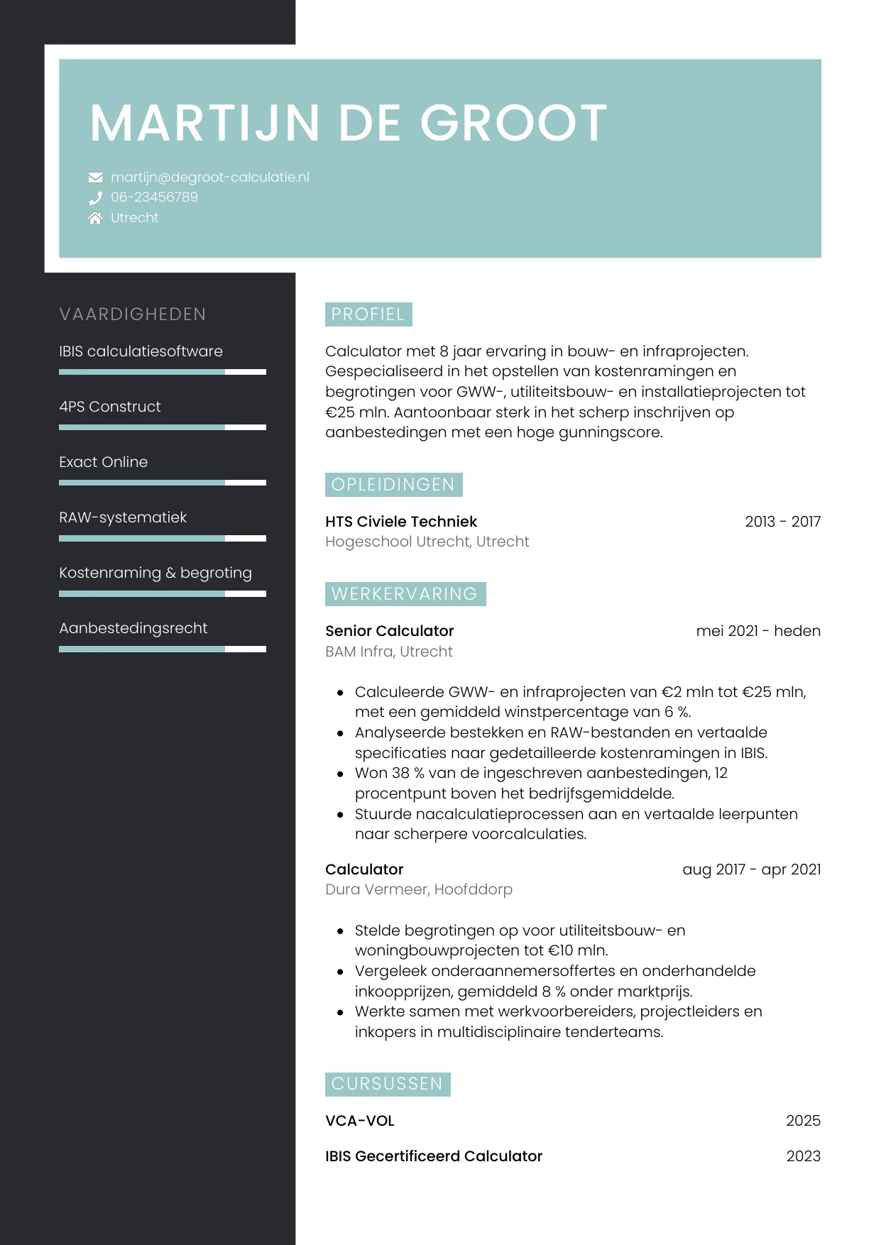 CV Elegant voor calculator
