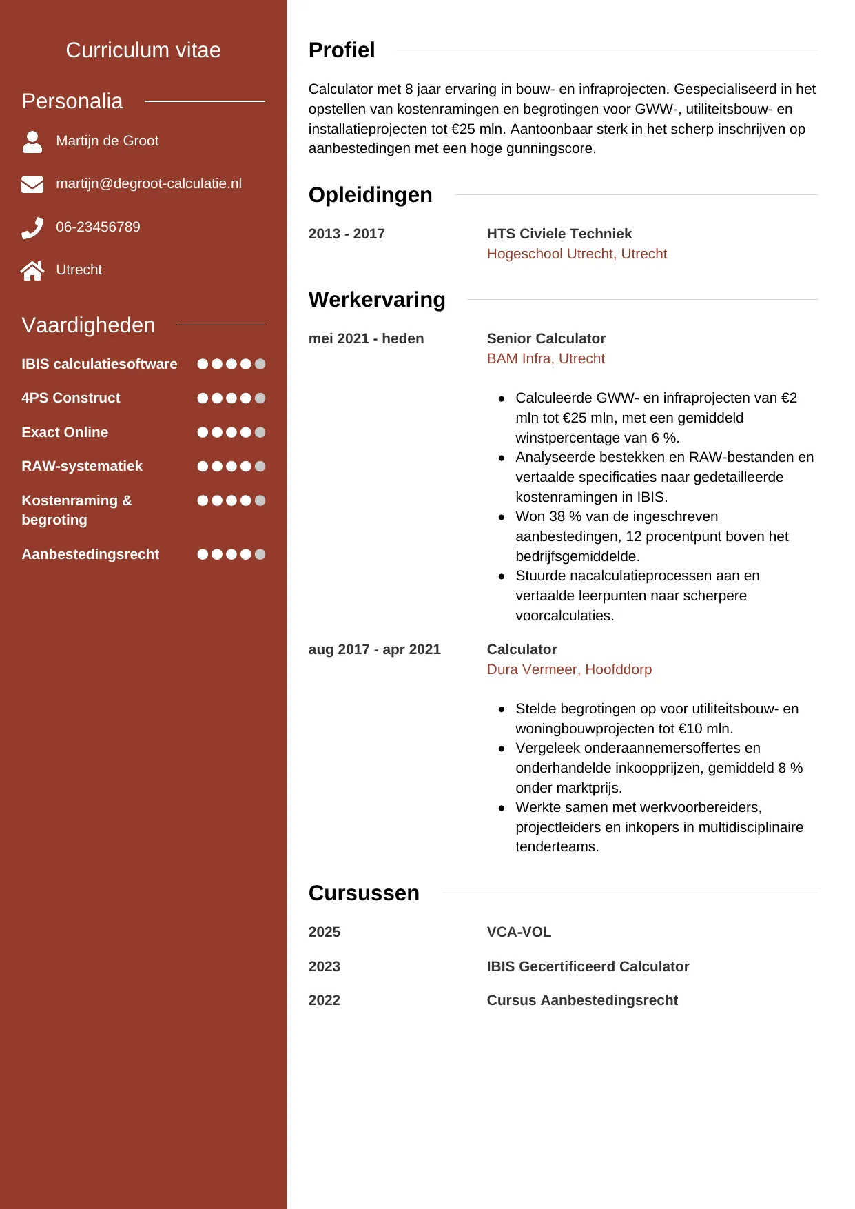 CV Modern voor calculator