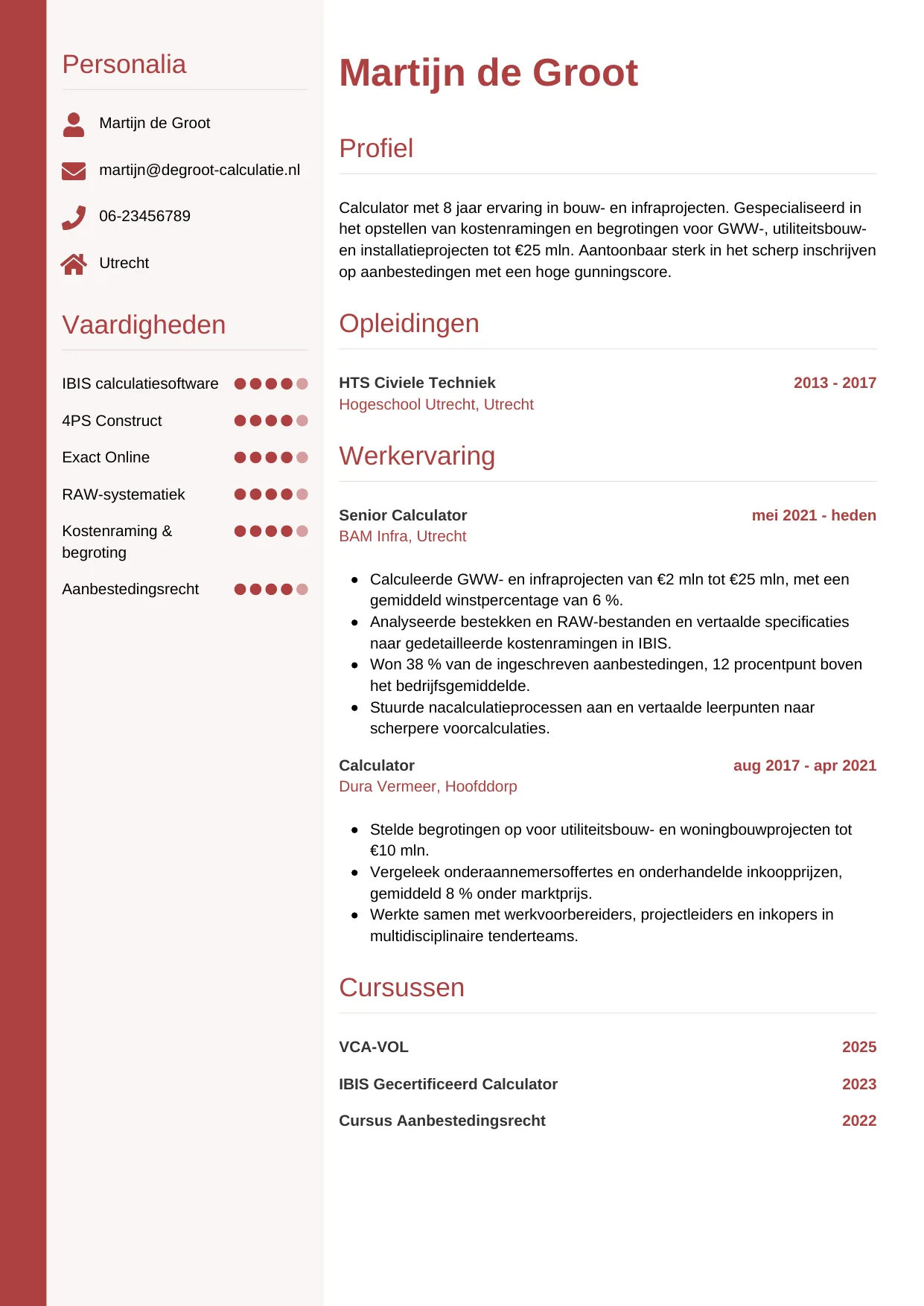 CV Verticaal voor calculator