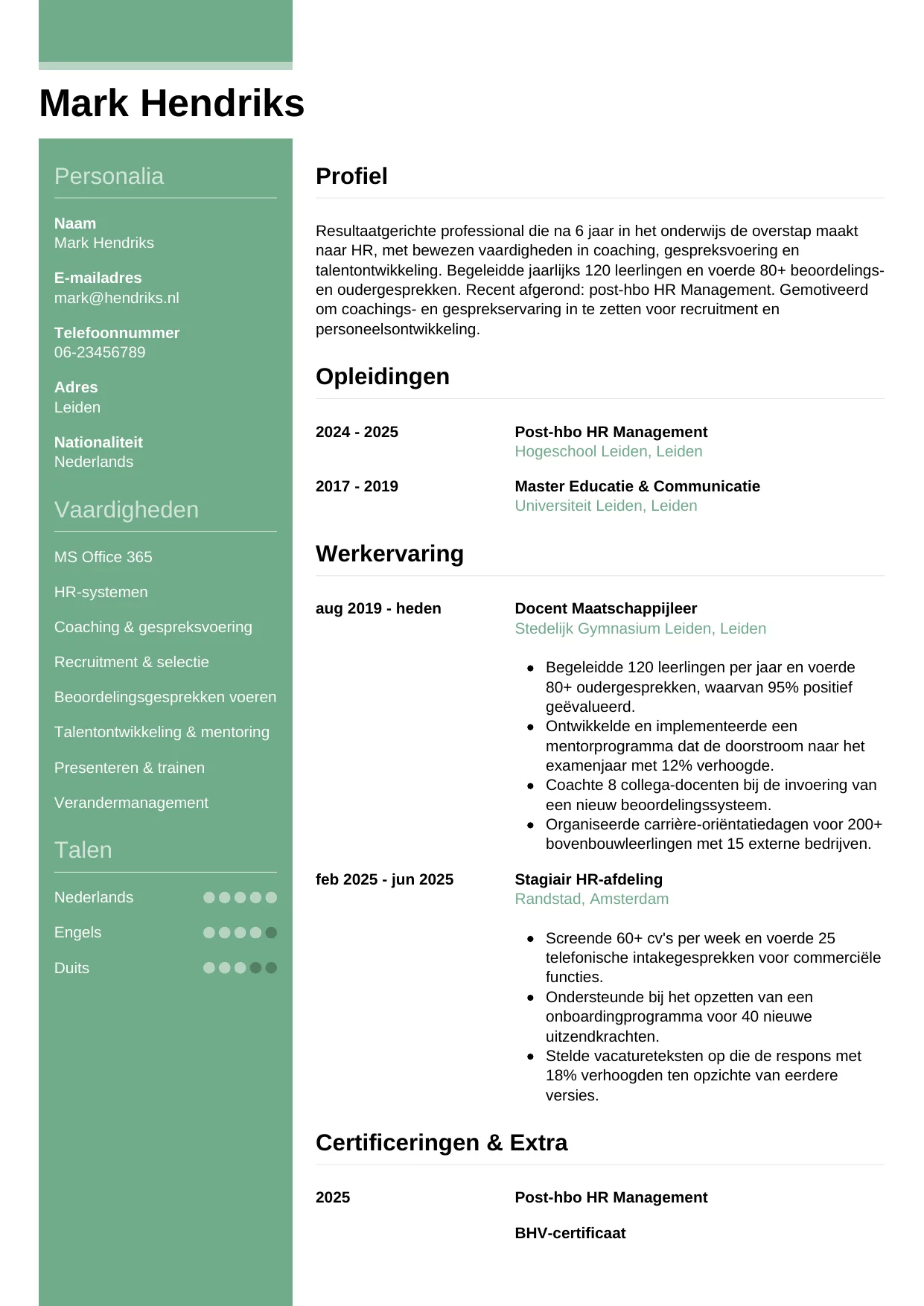 CV Casual voor carrièreswitcher
