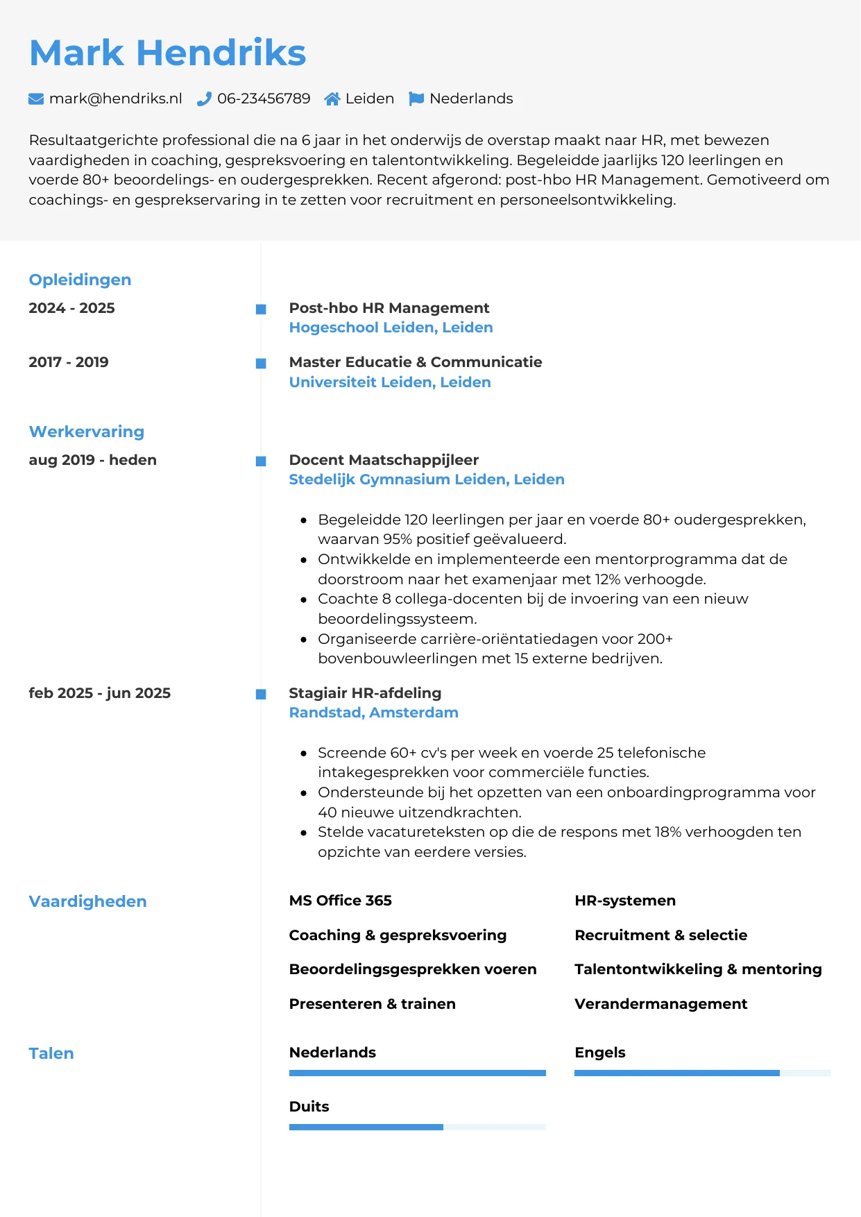 CV Chrono voor carrièreswitcher