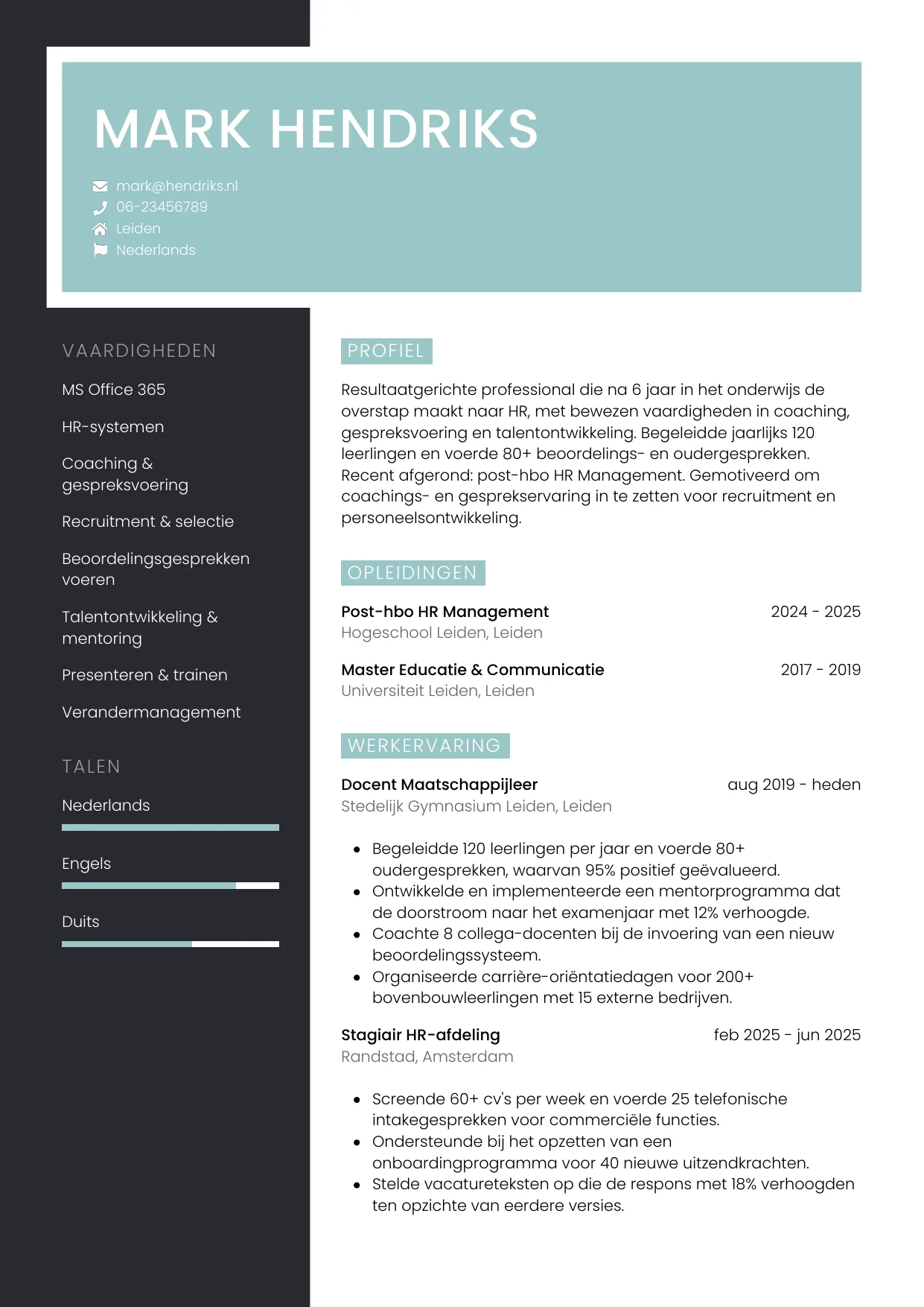 CV Elegant voor carrièreswitcher