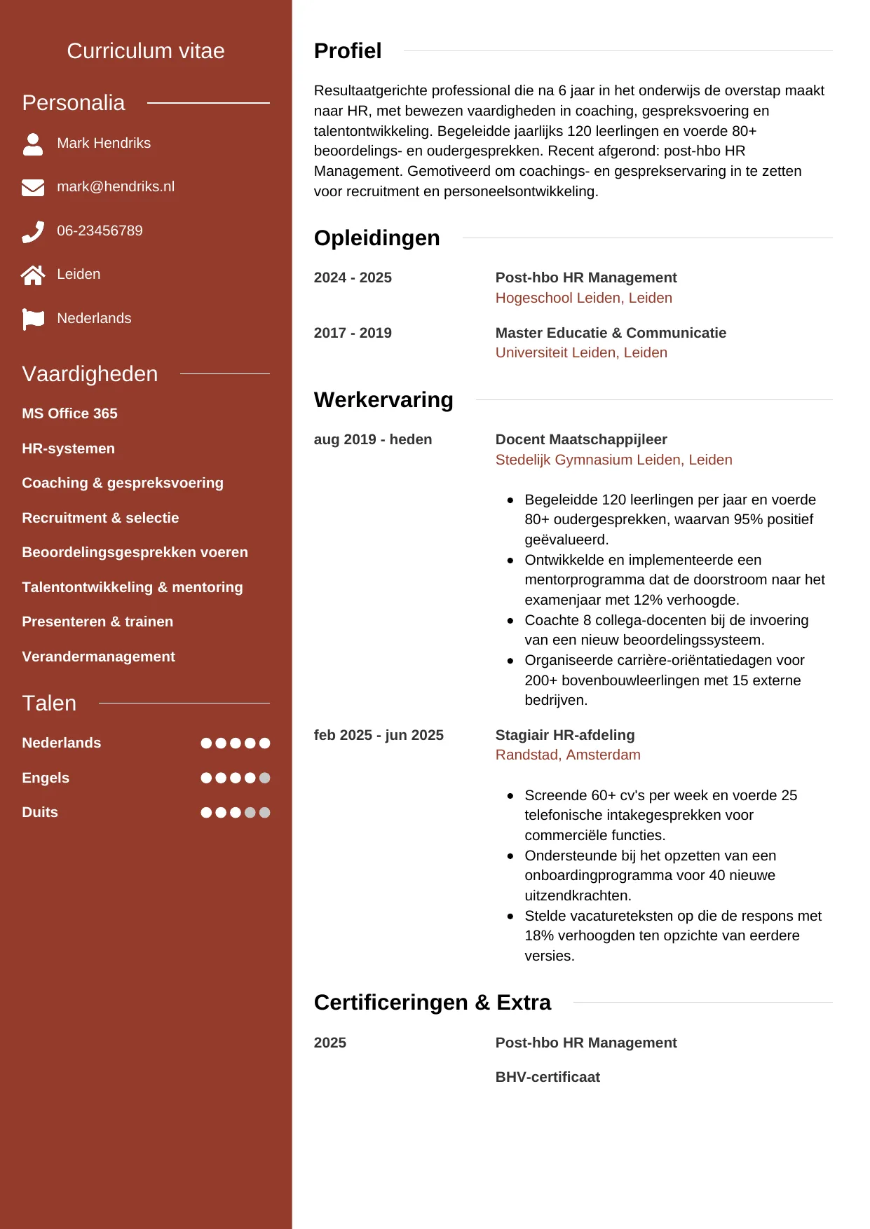 CV Modern voor carrièreswitcher