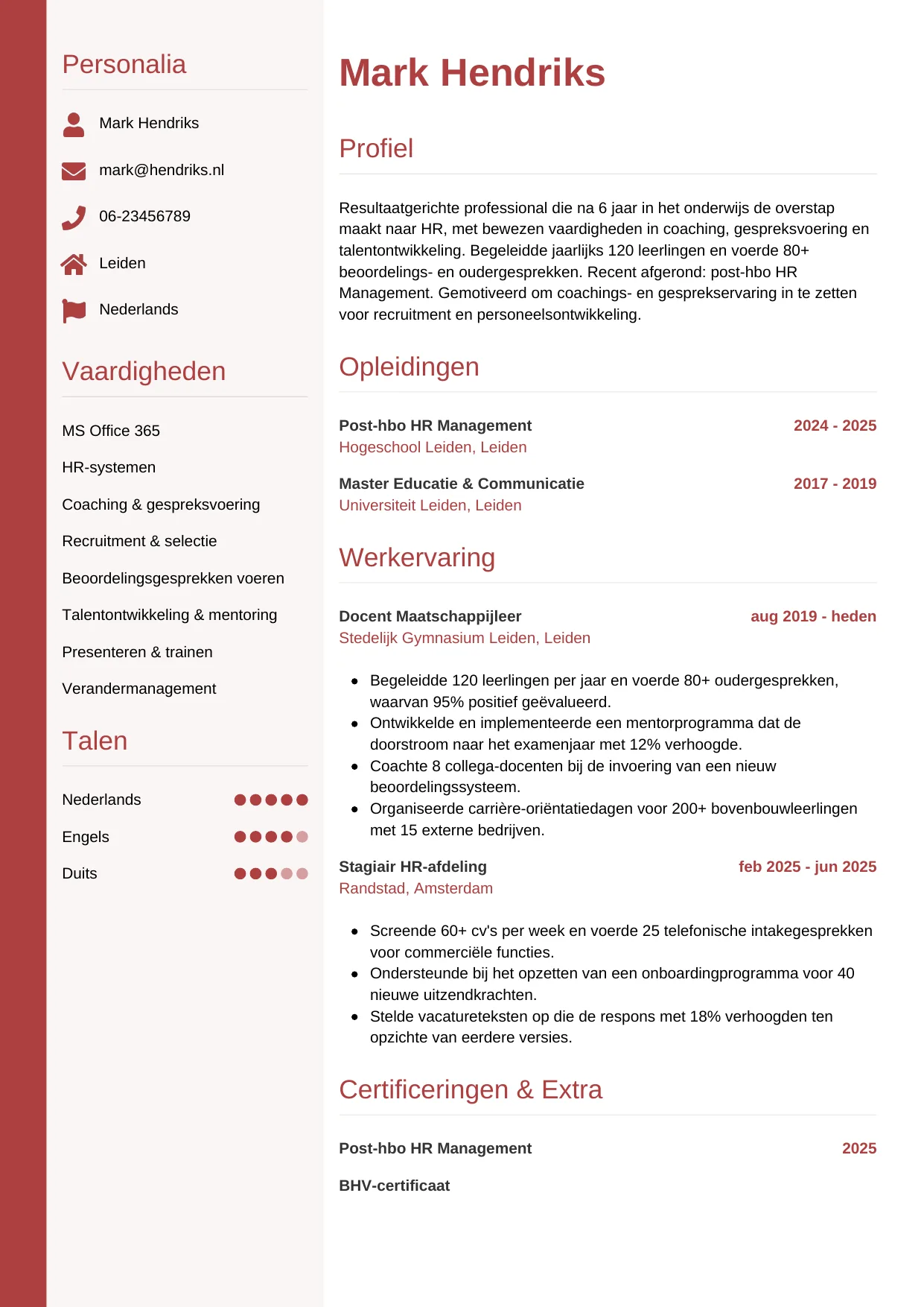 CV Verticaal voor carrièreswitcher