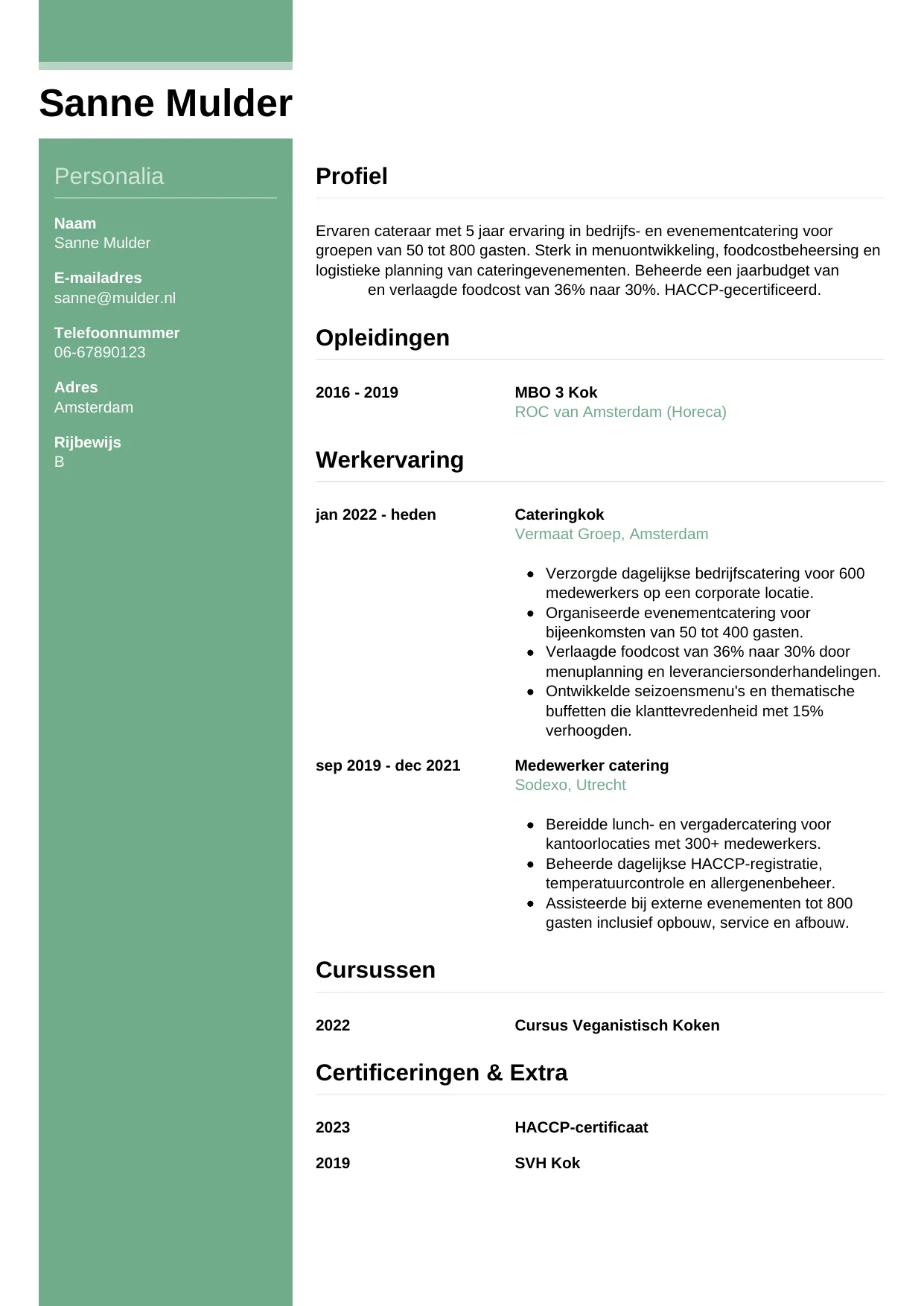 CV Casual voor cateraar